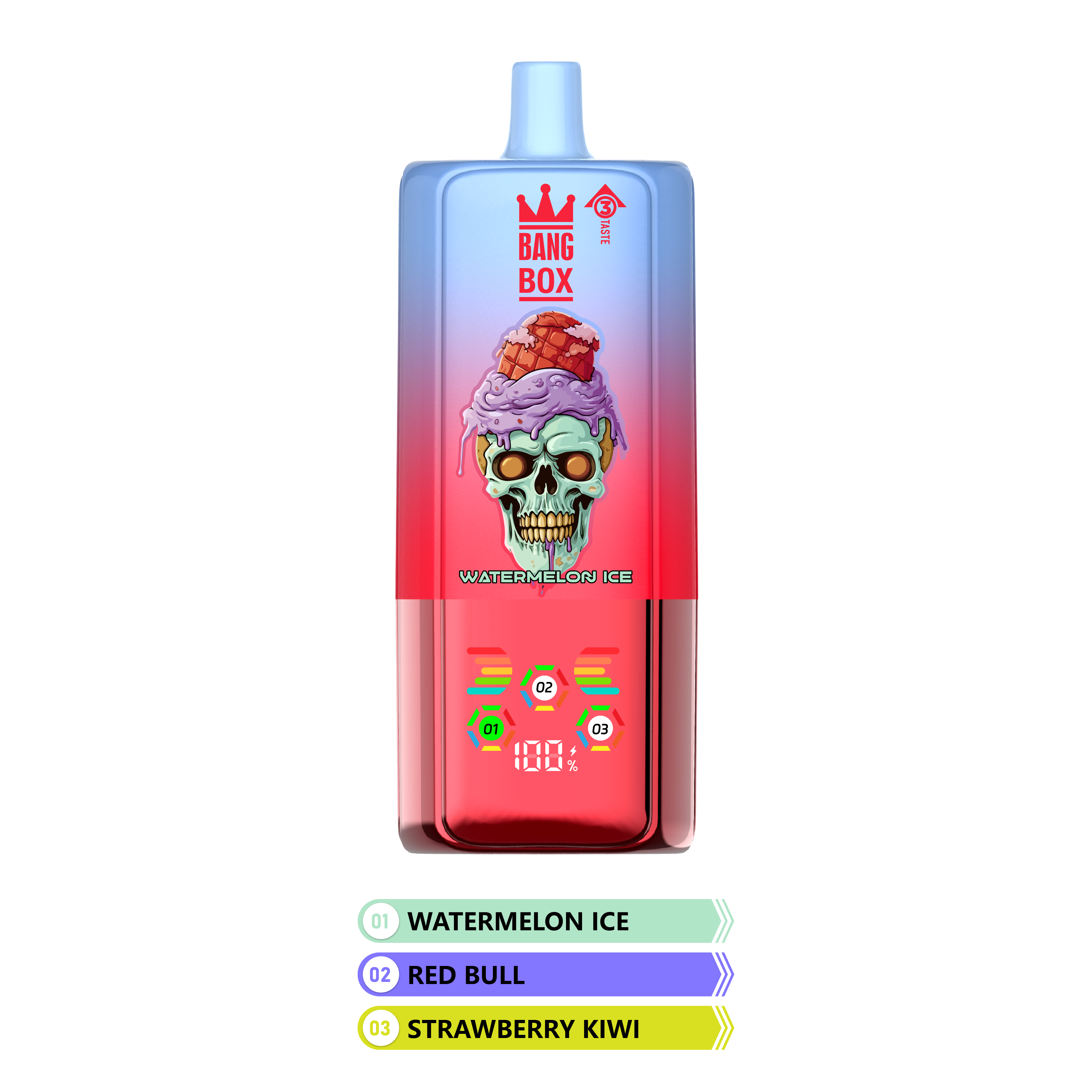 BANG BOX 80000 Puffs 3 in1 Flavor Disposable Vape - Watermelon Ice + Red Bull + Strawberry Kiwi