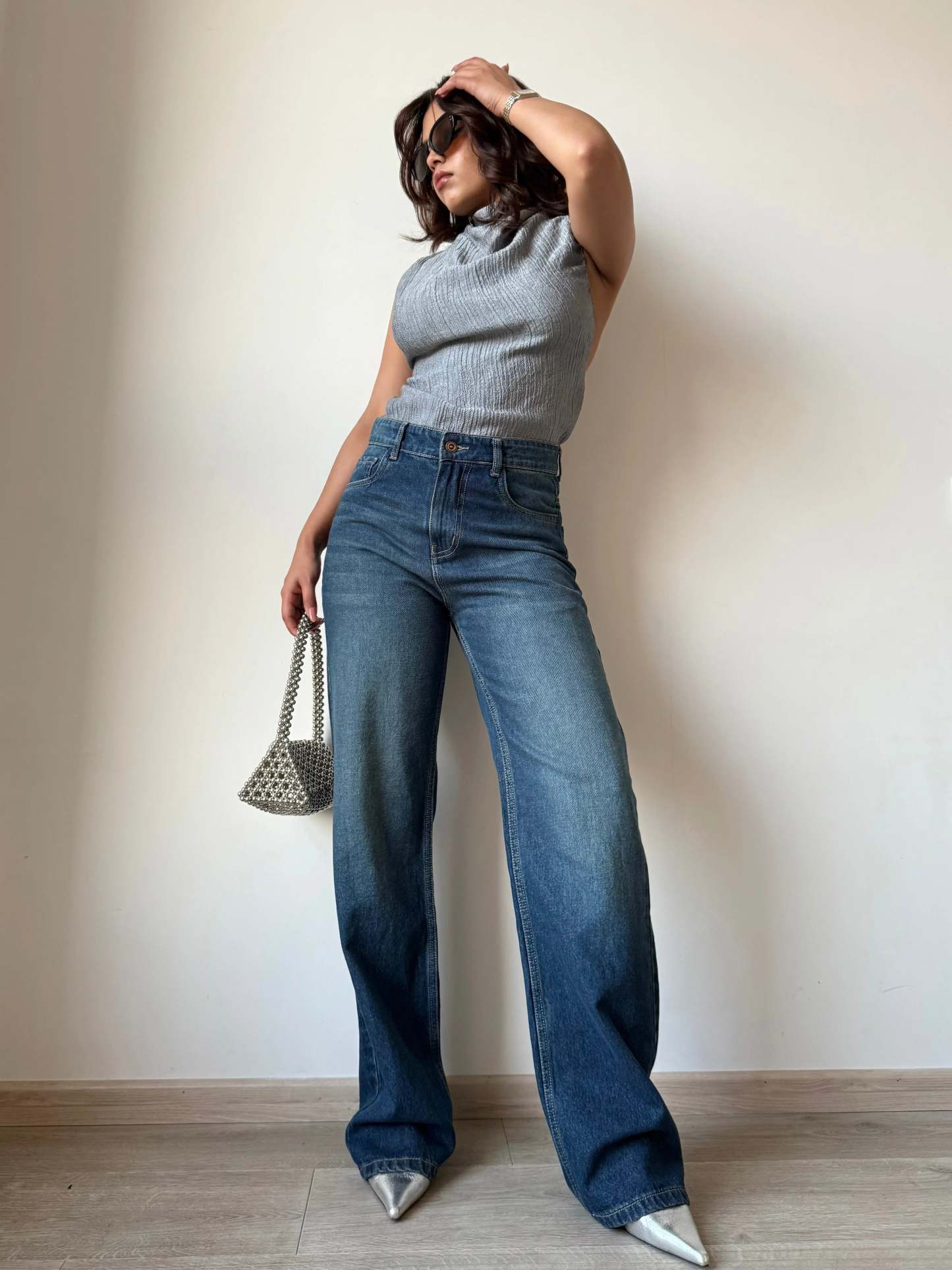 Aged Rust Blue Loose Straight Fit Jeans - trueweaver.in