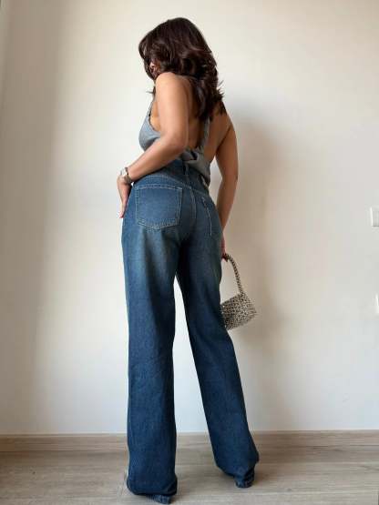 Aged Rust Blue Loose Straight Fit Jeans - trueweaver.in