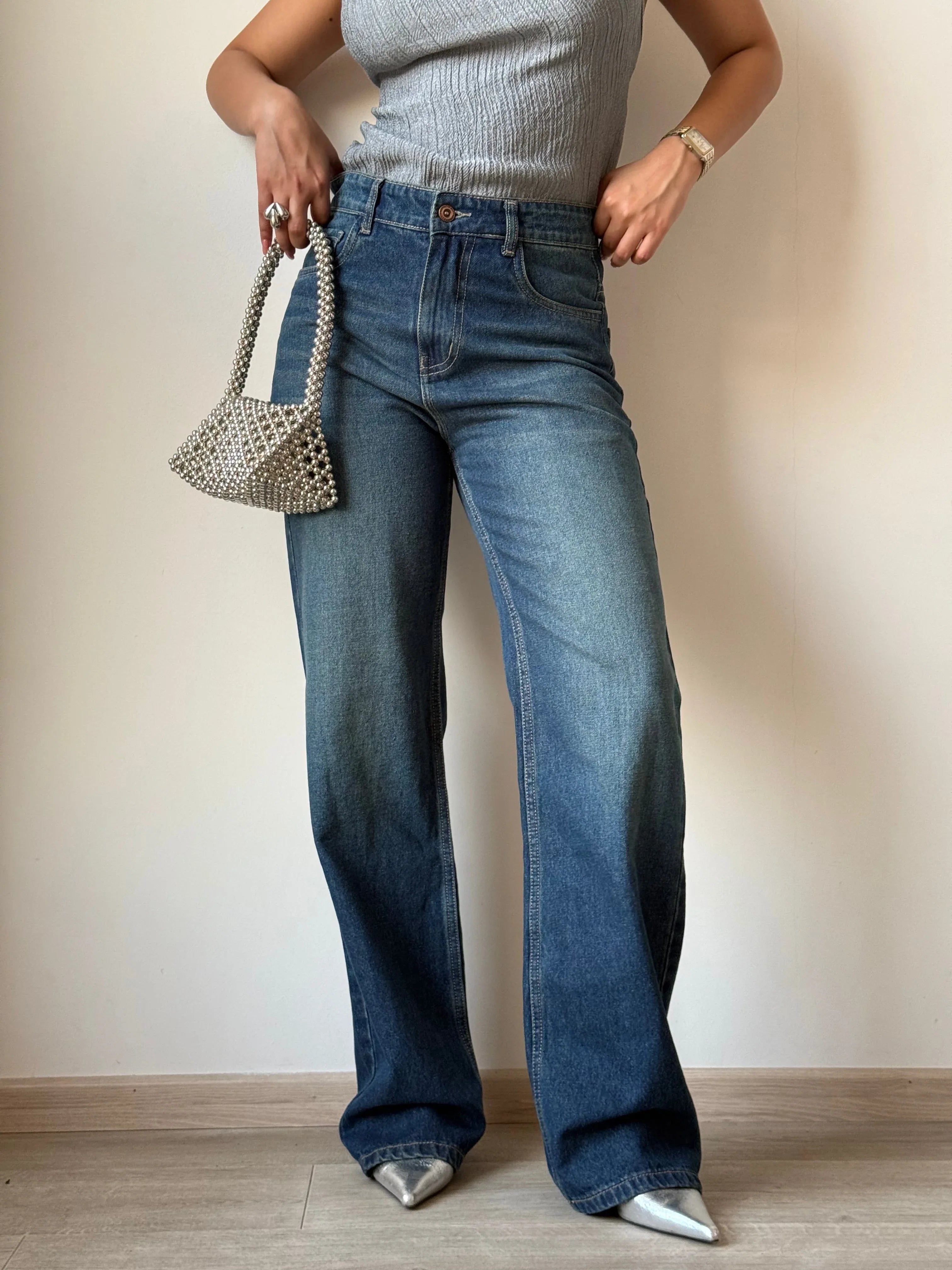 Aged Rust Blue Loose Straight Fit Jeans - trueweaver.in