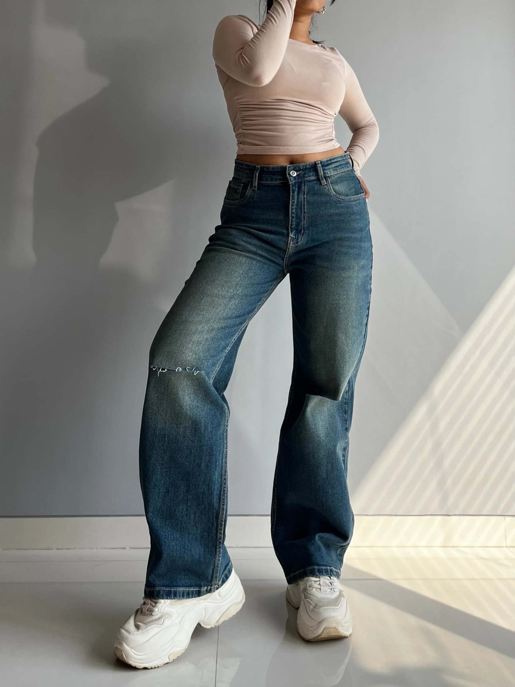 90's Blue Ripped Baggy fit Jeans - trueweaver.in