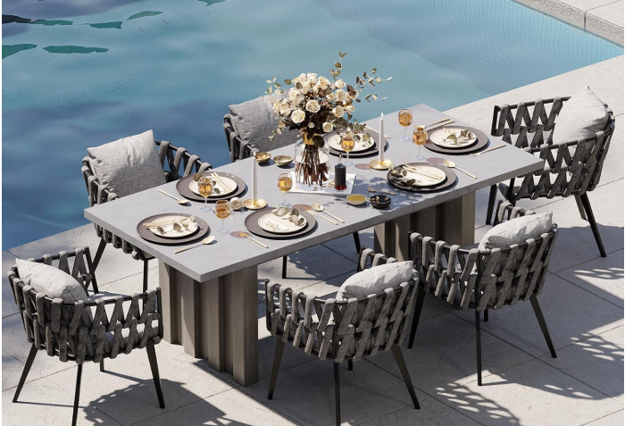 7 Piece Outdoor Patio Dining Table Set