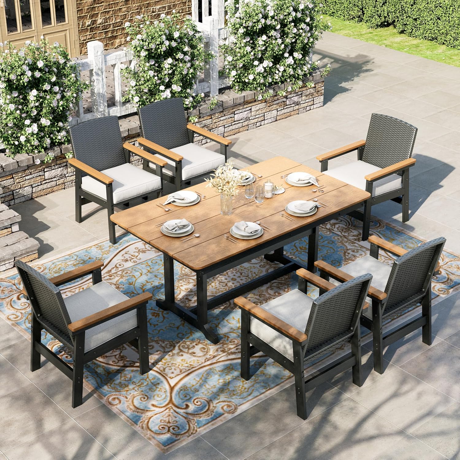 Patio Table and Chairs Set 7-Piece