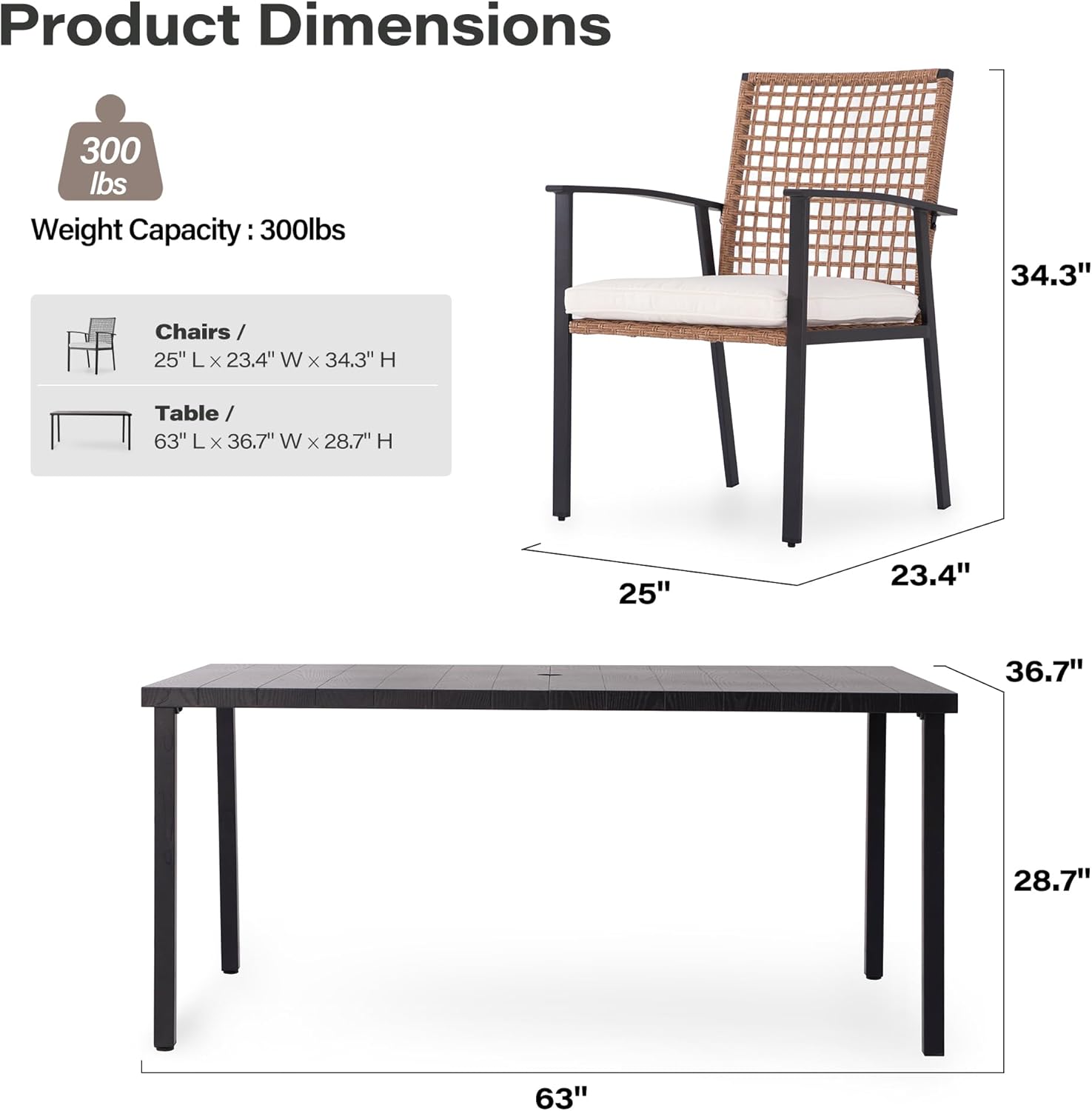 7 Pieces Patio Dining Set