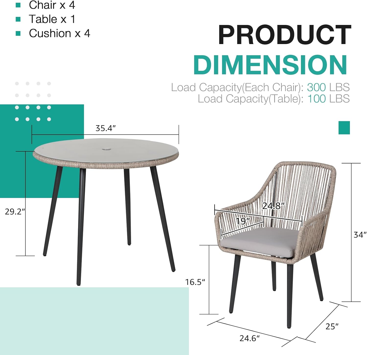 5-Piece Patio Dining Set