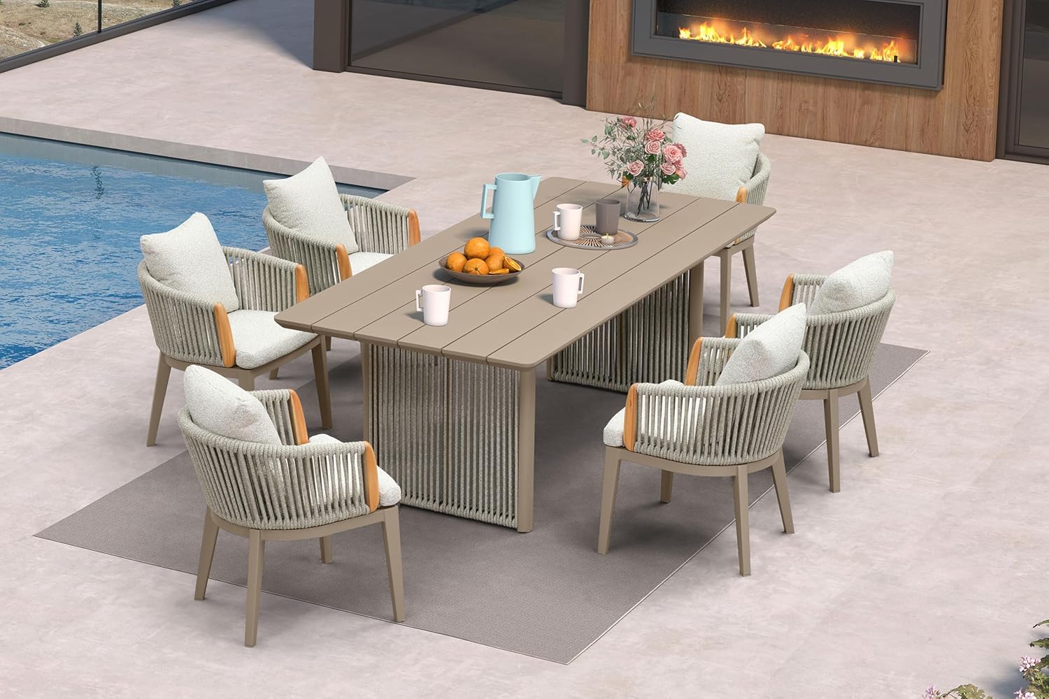 7 Pieces Outdoor Dining Set for 6