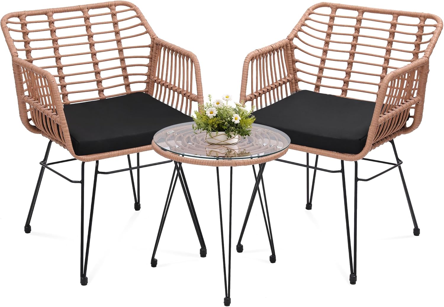 3 Piece Wicker Patio Bistro Furniture Set