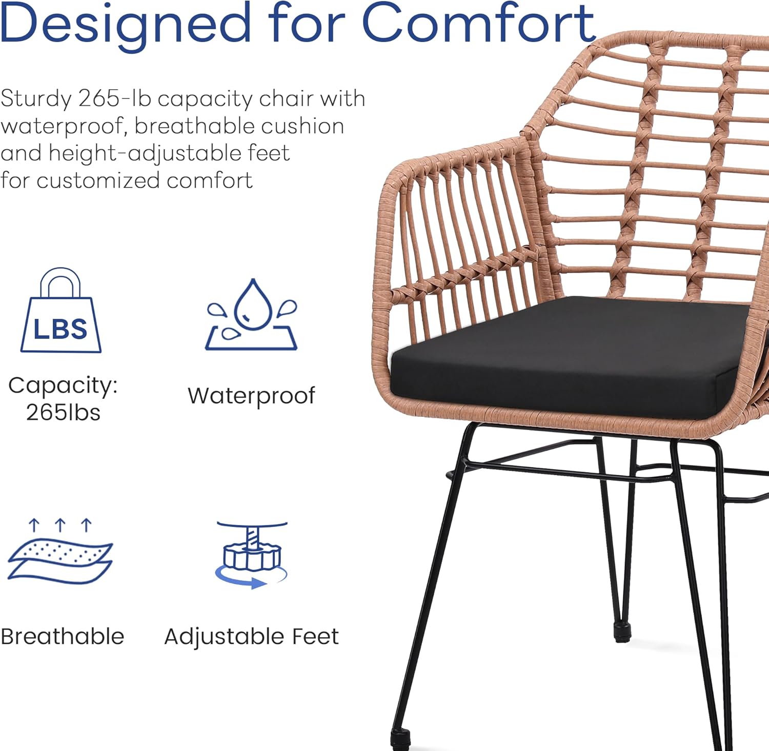 3 Piece Wicker Patio Bistro Furniture Set