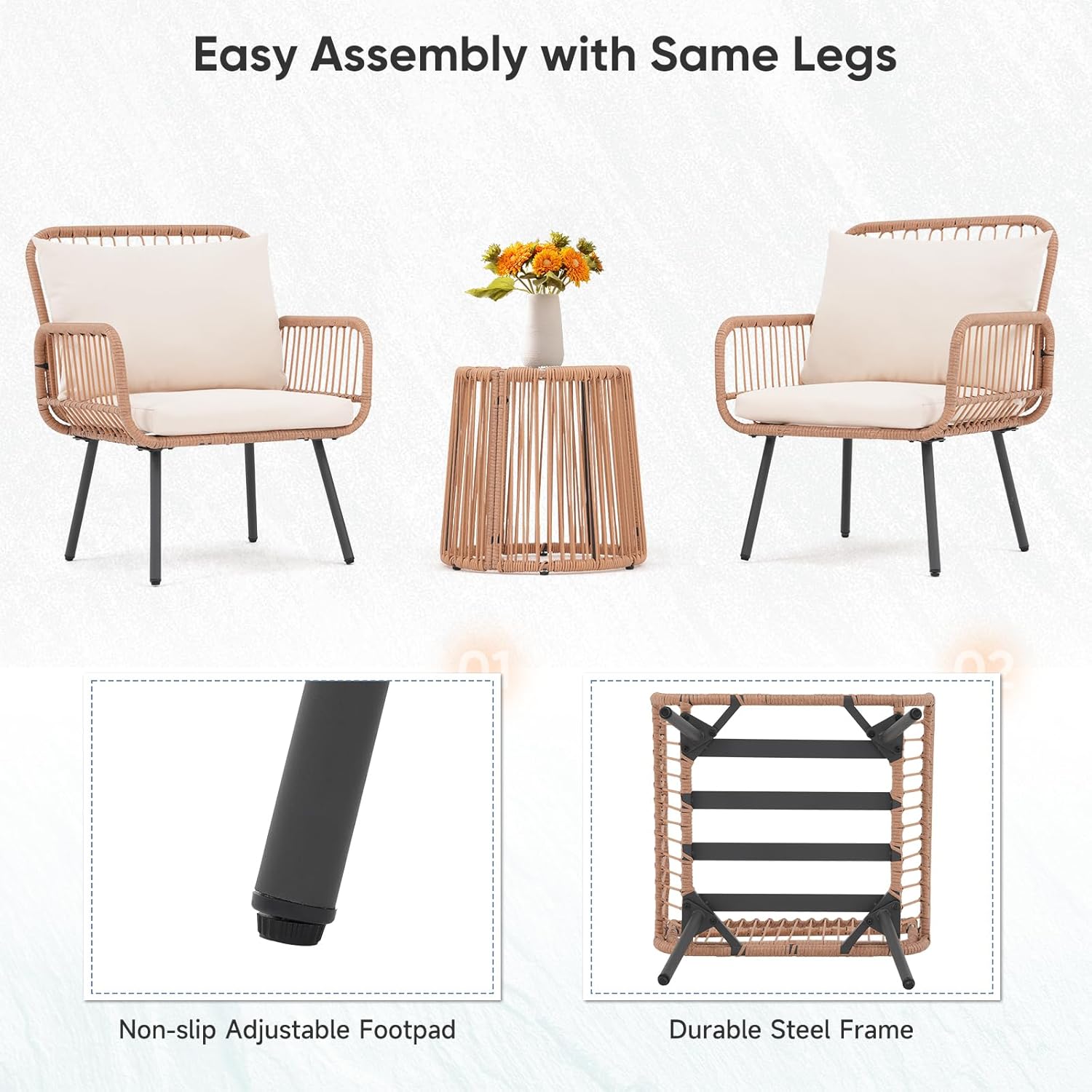 3 Pieces Patio Bistro Sets