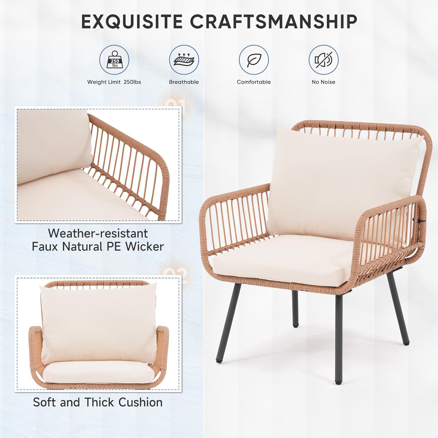 3 Pieces Patio Bistro Sets