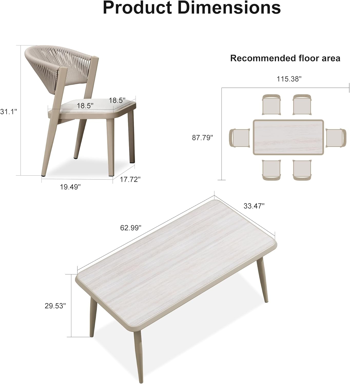 7 Pieces Outdoor Dining Set 