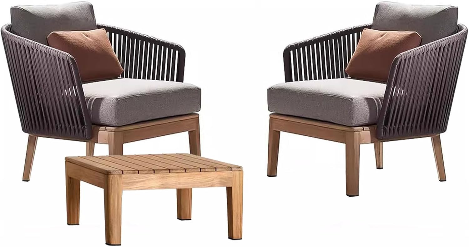 3 Piece Outdoor PE Rattan Bistro Chair Conversation Sets 