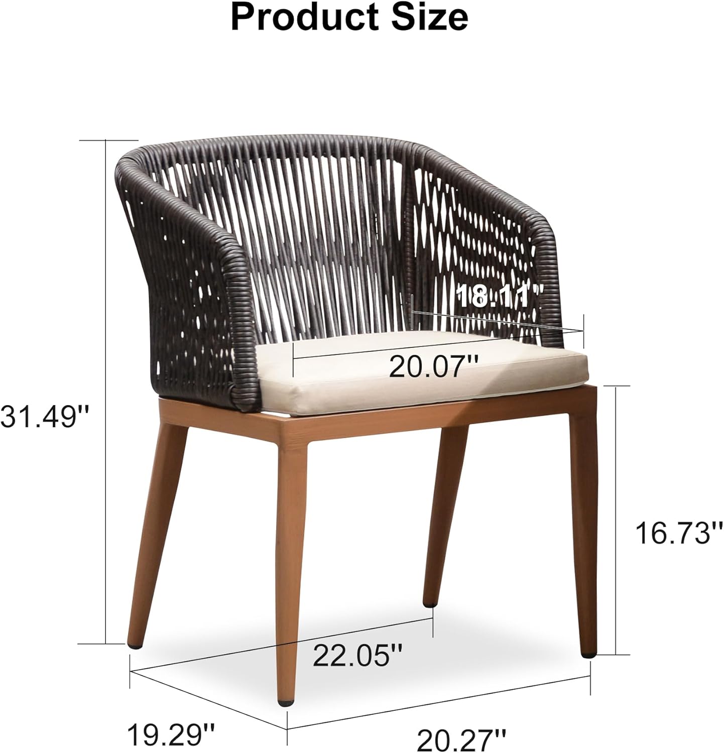 2 Pieces Outdoor Dining Chair