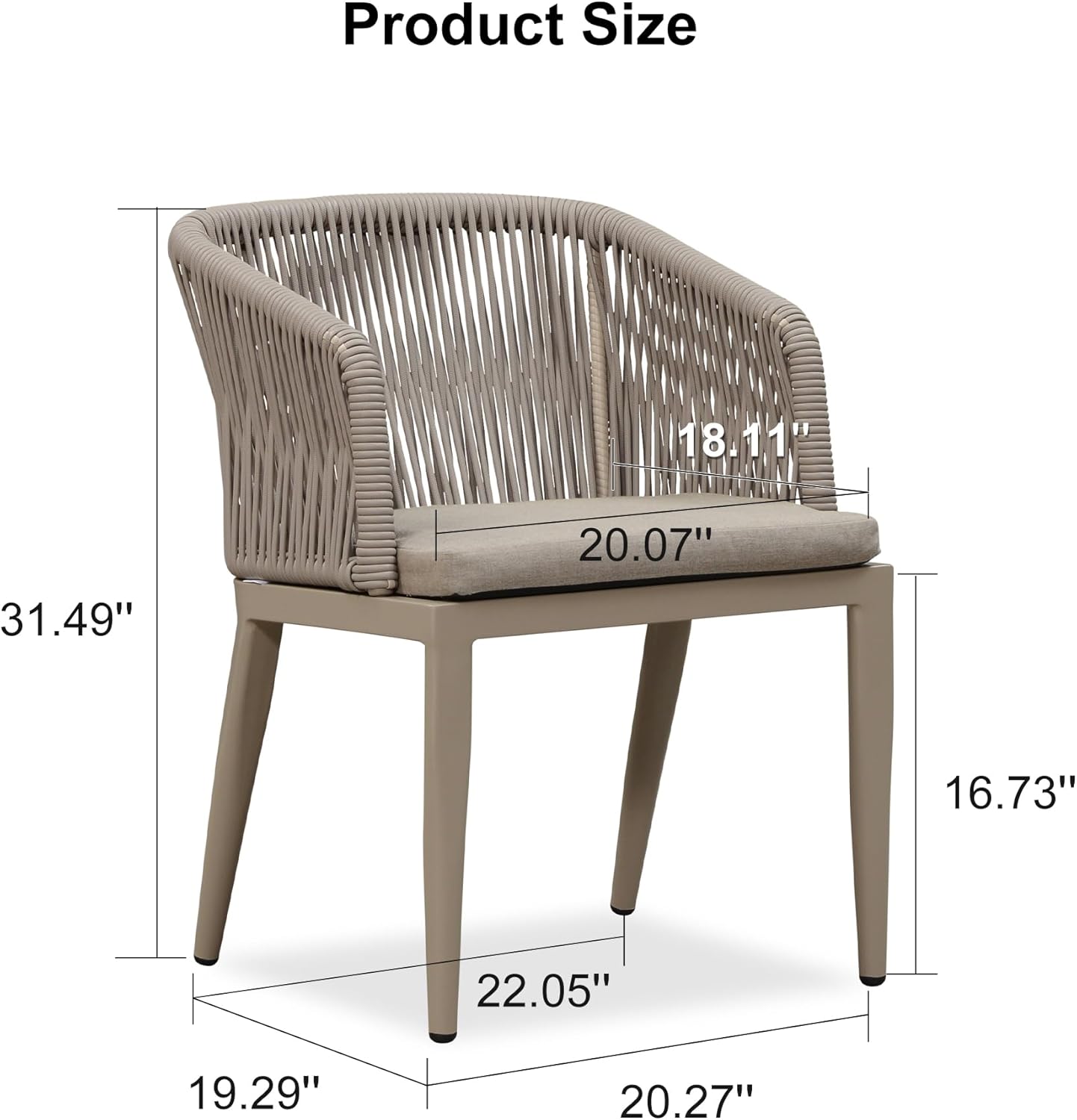 2 Pieces Outdoor Dining Chairs 