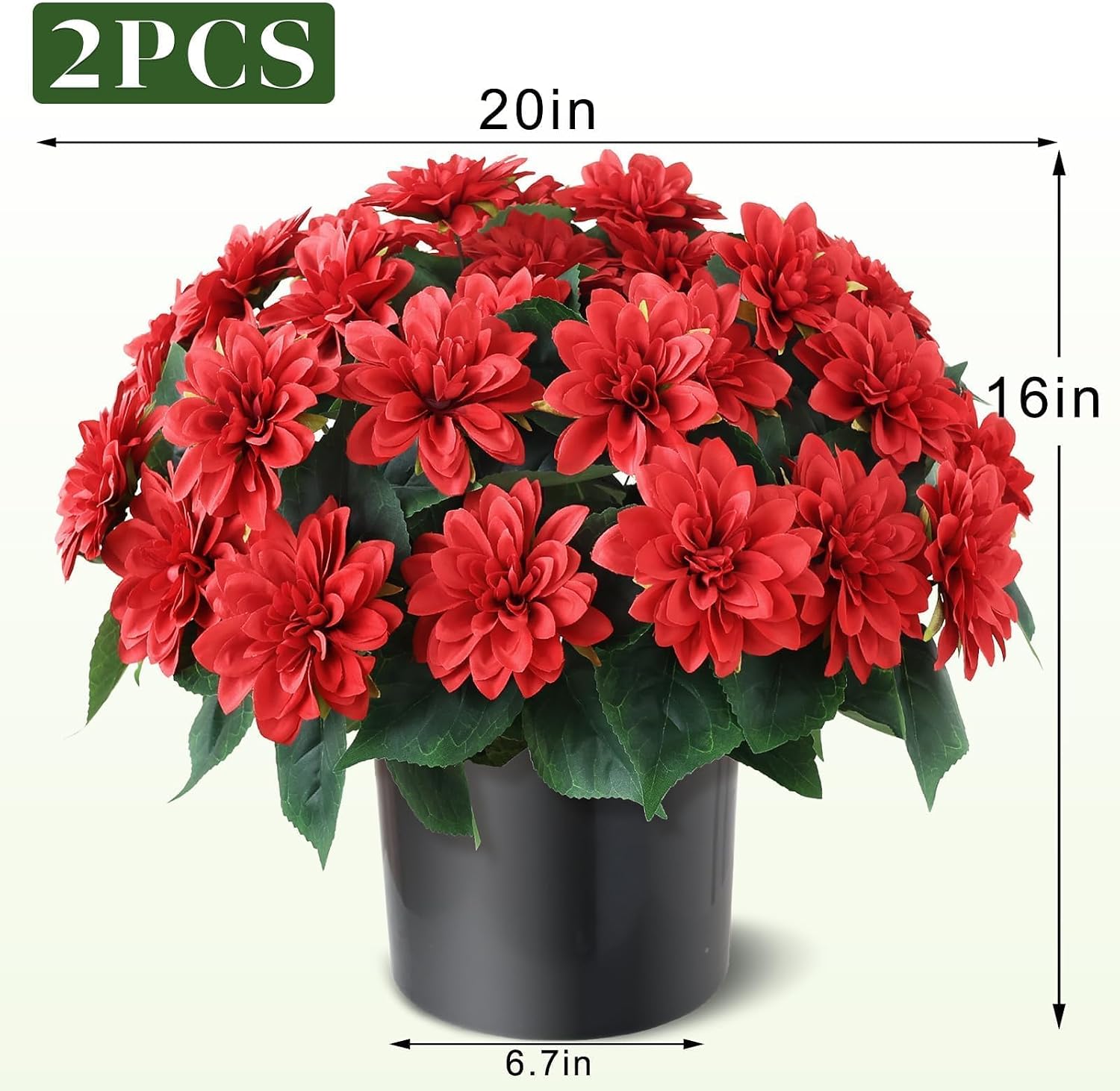 2 Set Artificial Dahlia Topiary Ball Trees for Front Porch Decor | with Pots,No Assembly Required, UV Resistant Fake Silk Flowers Potted Plant, for Front Door Home Outdoor Spring Summer Decor