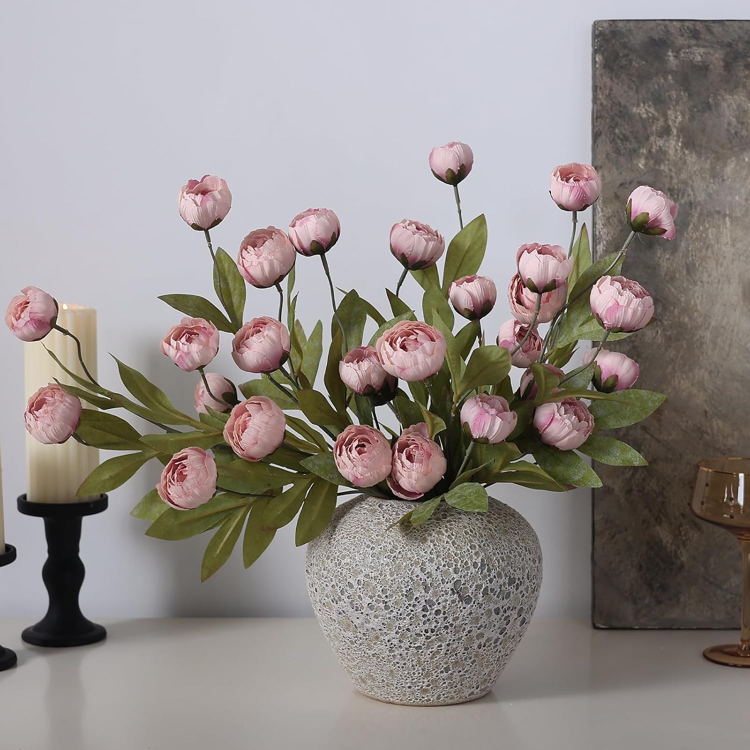 12 Pcs 27" Faux Silk Peony Artificial Flowers Stems for Vase | Bulk Fake Peonies Branches with Stems, for DIY Bouquet Table Centerpieces Wedding Fillers Arrangements Shower Home Decoration