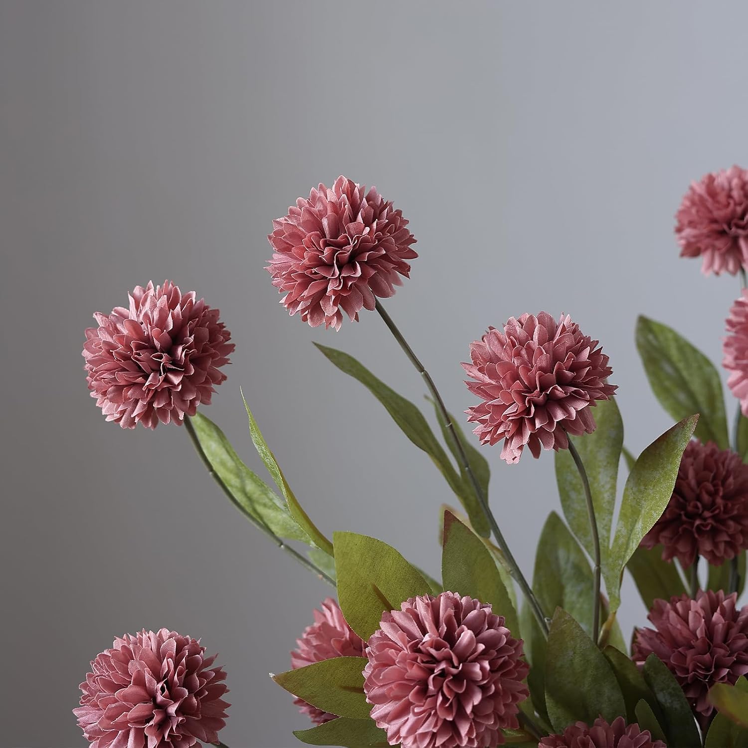 6 Pcs 27"Artificial Pompon Mum Silk Flower Stems for Vase (Warm Pink) | Bulk Fake Chrysanth Branches Faux Silk Flowers, for DIY Bouquet Centerpieces Wedding Filler Arrangements