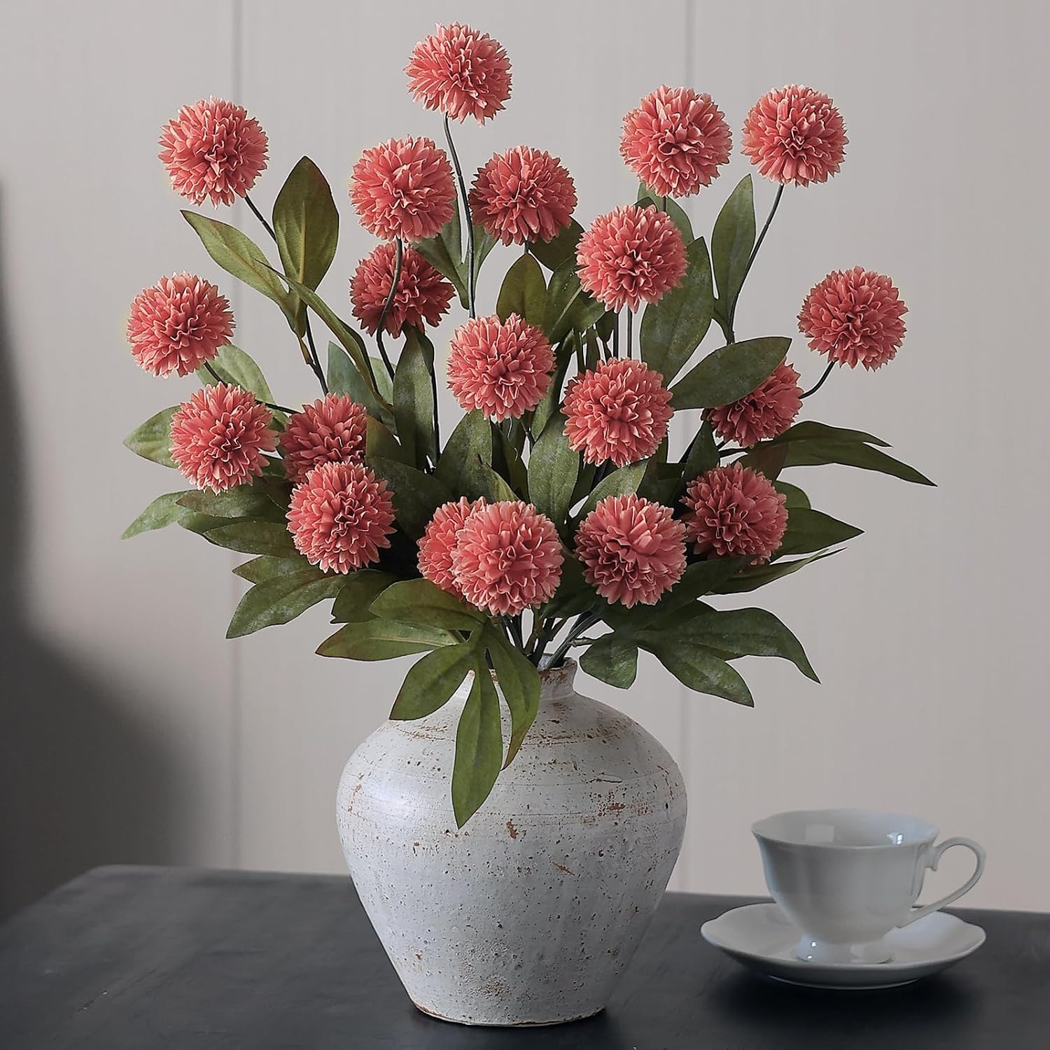 12 Pcs 27"Artificial Fall Pompon Mum Flower Stems for Vase | Bulk Fake Chrysanth Branches Faux Silk Flowers, for DIY Bouquet Centerpieces Wedding Filler Arrangements Shower Autumn Decor