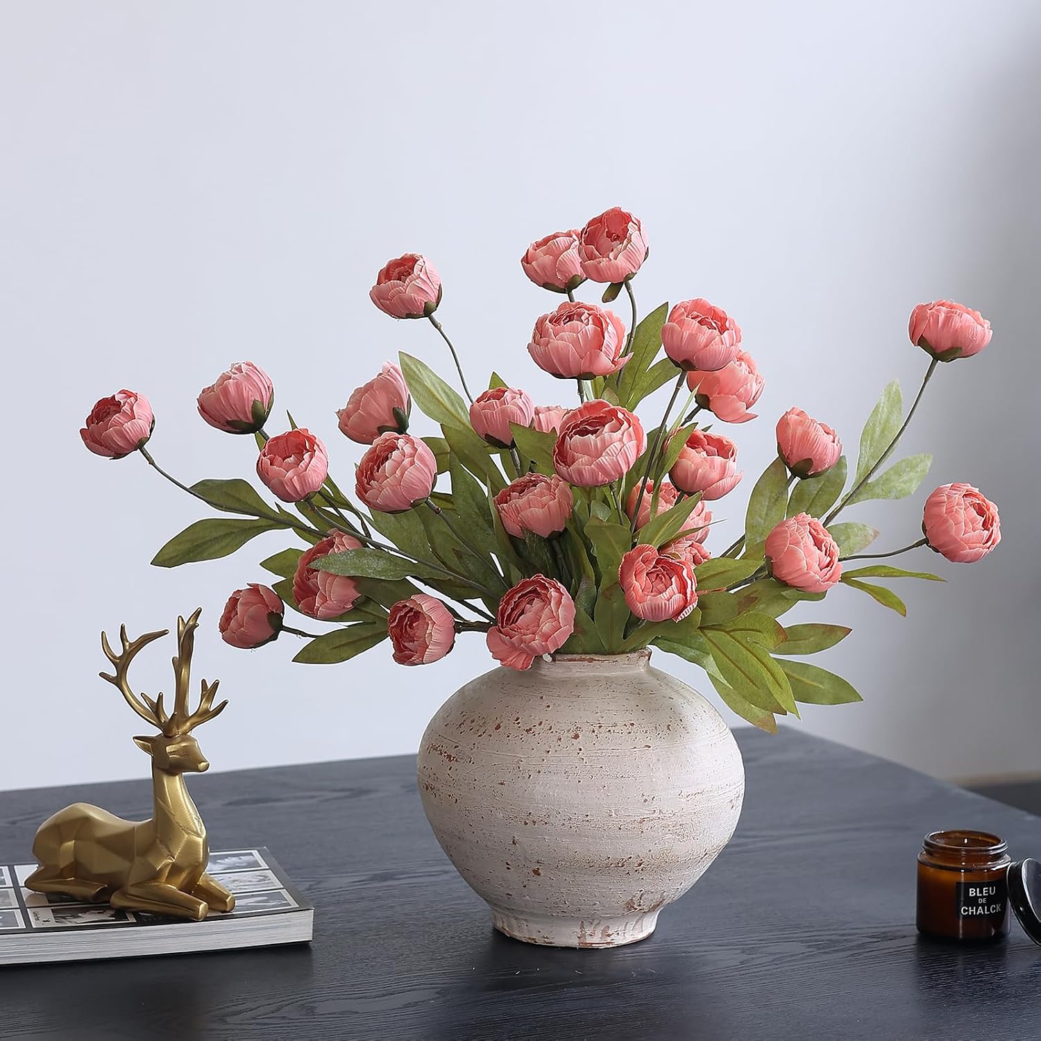 6 Pcs 27" Faux Silk Peony Artificial Flowers Stems for Vase (Dusty Pink) | Bulk Fake Peonies Branches with Stems, for DIY Bouquet Table Centerpieces Wedding Fillers Arrangements Shower Home Decoration