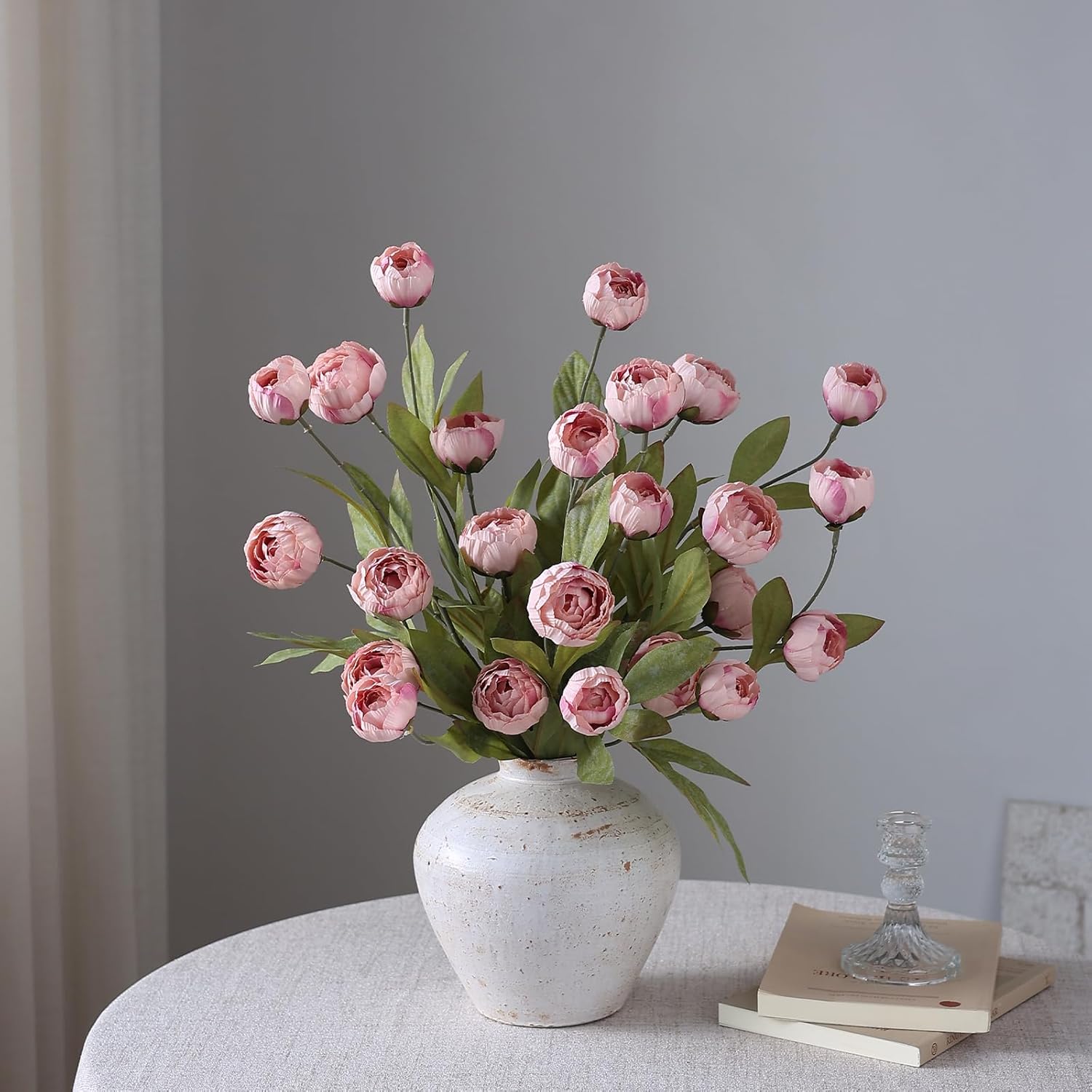 6 Pcs 27" Faux Silk Peony Artificial Flowers Stems for Vase (Blush Pink) | Bulk Fake Peonies Branches with Stems, for DIY Bouquet Table Centerpieces Wedding Fillers Arrangements Shower Home Decoration