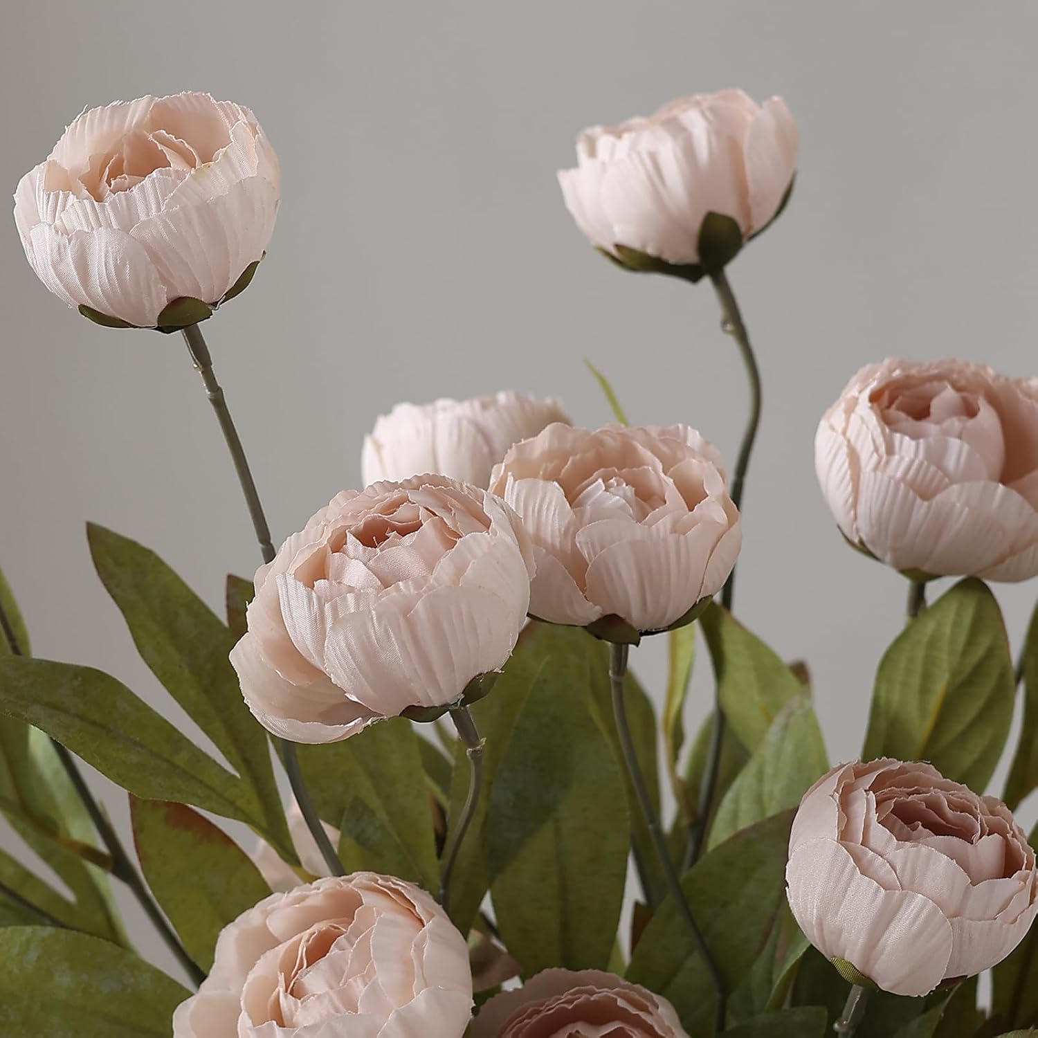 6 Pcs 27" Faux Silk Peony Artificial Flowers Stems for Vase (Beige) | Bulk Fake Peonies Branches with Stems, for DIY Bouquet Table Centerpieces Wedding Fillers Arrangements Shower Home Decoration