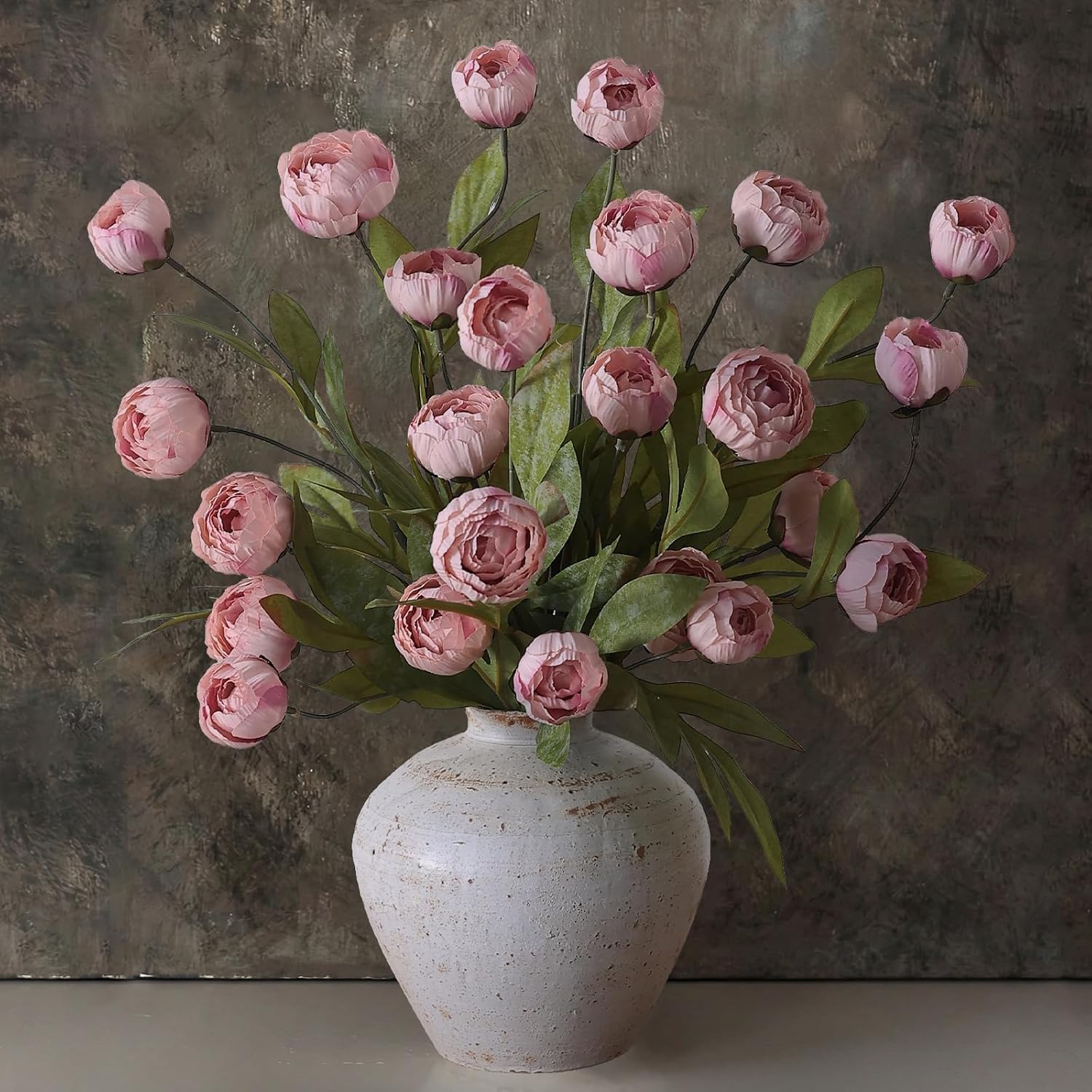 6 Pcs 27" Faux Silk Peony Artificial Flowers Stems for Vase (Blush Pink) | Bulk Fake Peonies Branches with Stems, for DIY Bouquet Table Centerpieces Wedding Fillers Arrangements Shower Home Decoration