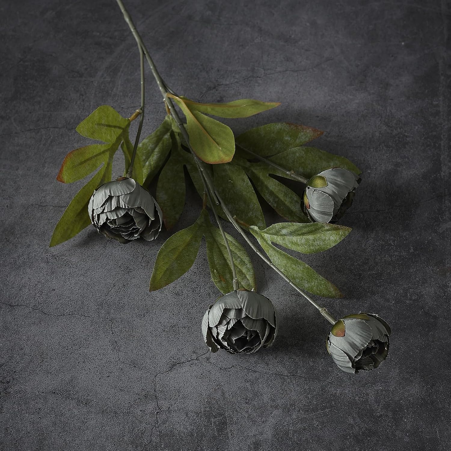 6 Pcs 27" Faux Silk Peony Artificial Flowers Stems for Vase (Dark Gray) | Bulk Fake Peonies Branches with Stems, for DIY Bouquet Table Centerpieces Wedding Fillers Arrangements Shower Home Decoration