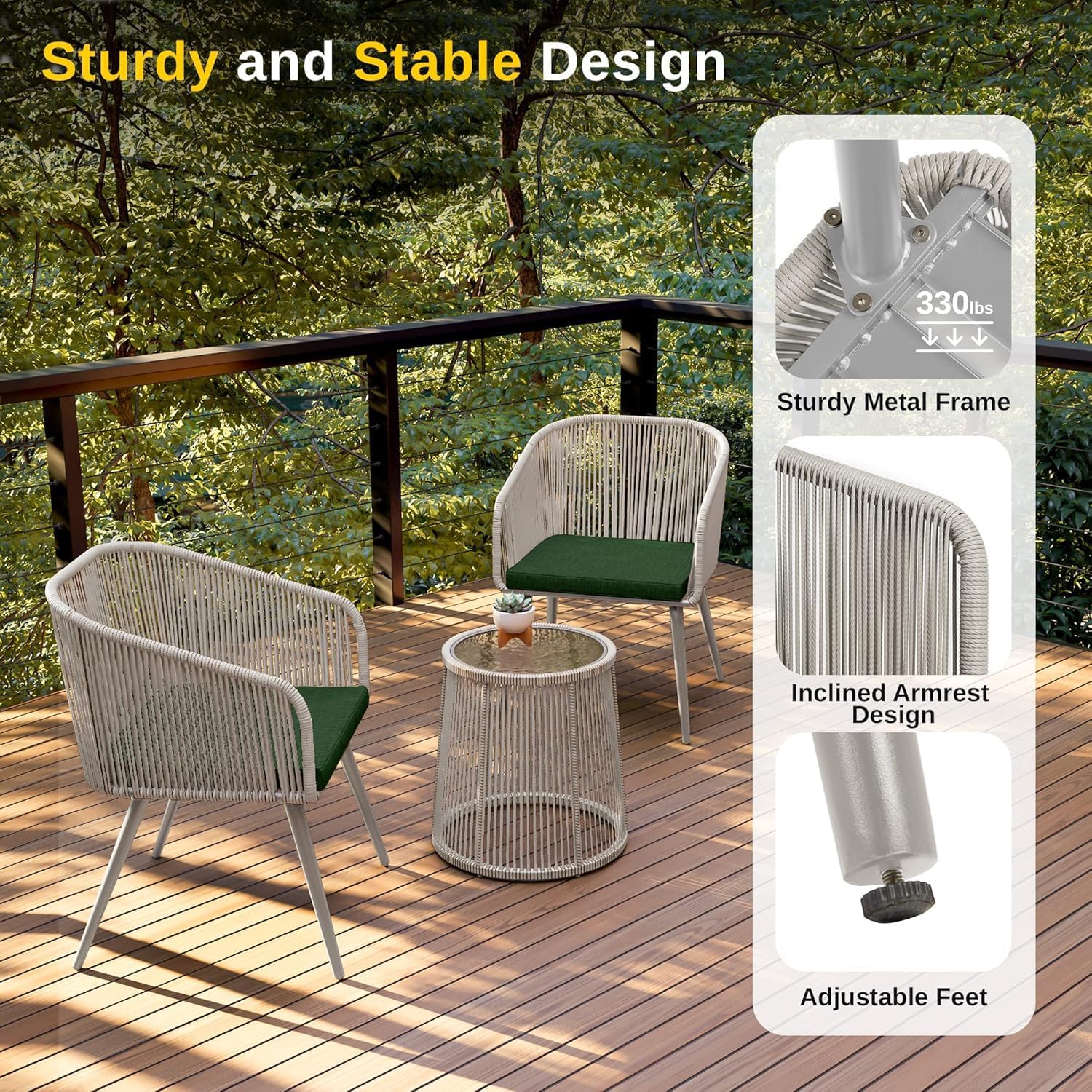 3-Piece Patio Bistro Set