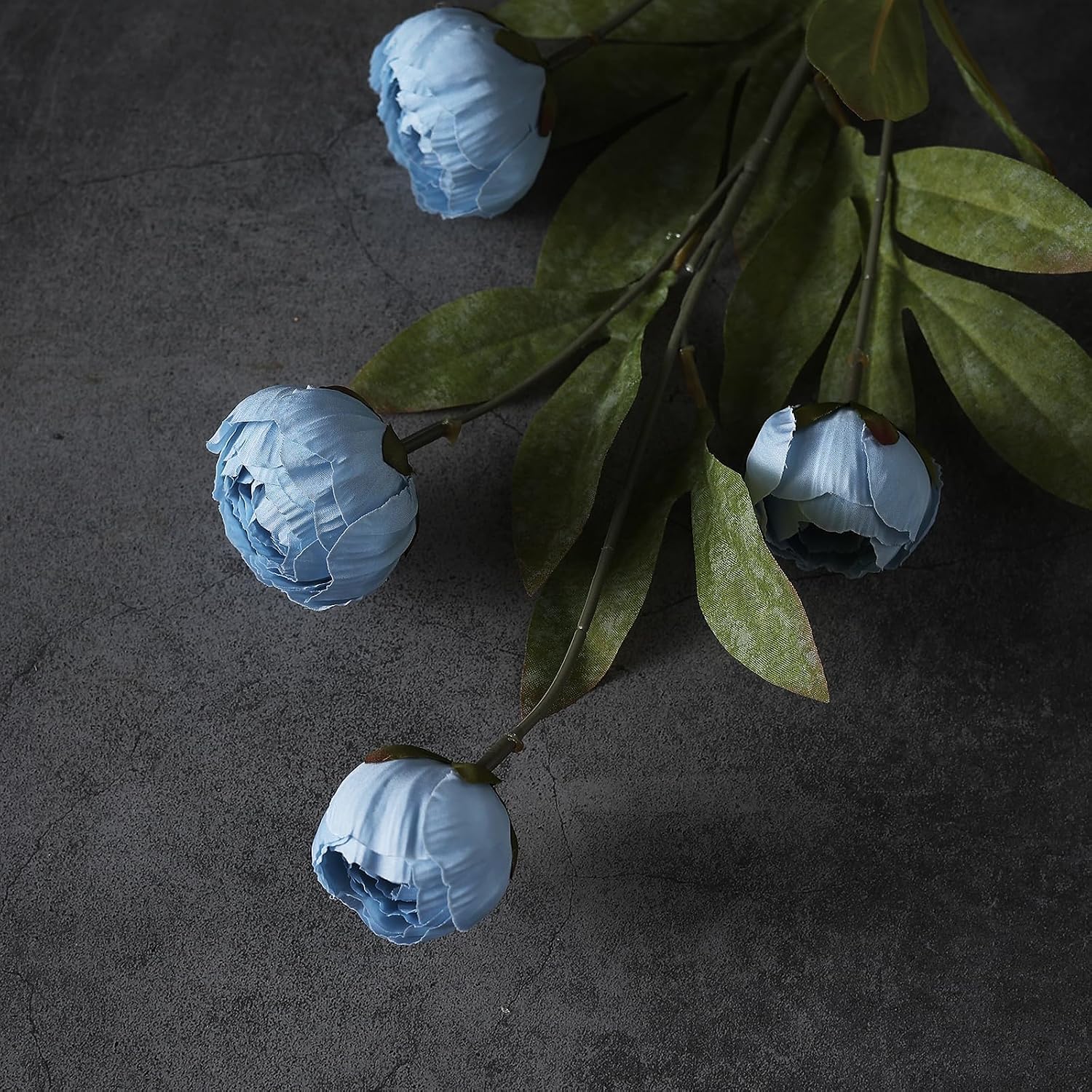 6 Pcs 27" Faux Silk Peony Artificial Flowers Stems for Vase (Dusty Blue) | Bulk Fake Peonies Branches with Stems, for DIY Bouquet Table Centerpieces Wedding Fillers Arrangements Shower Home Decoration
