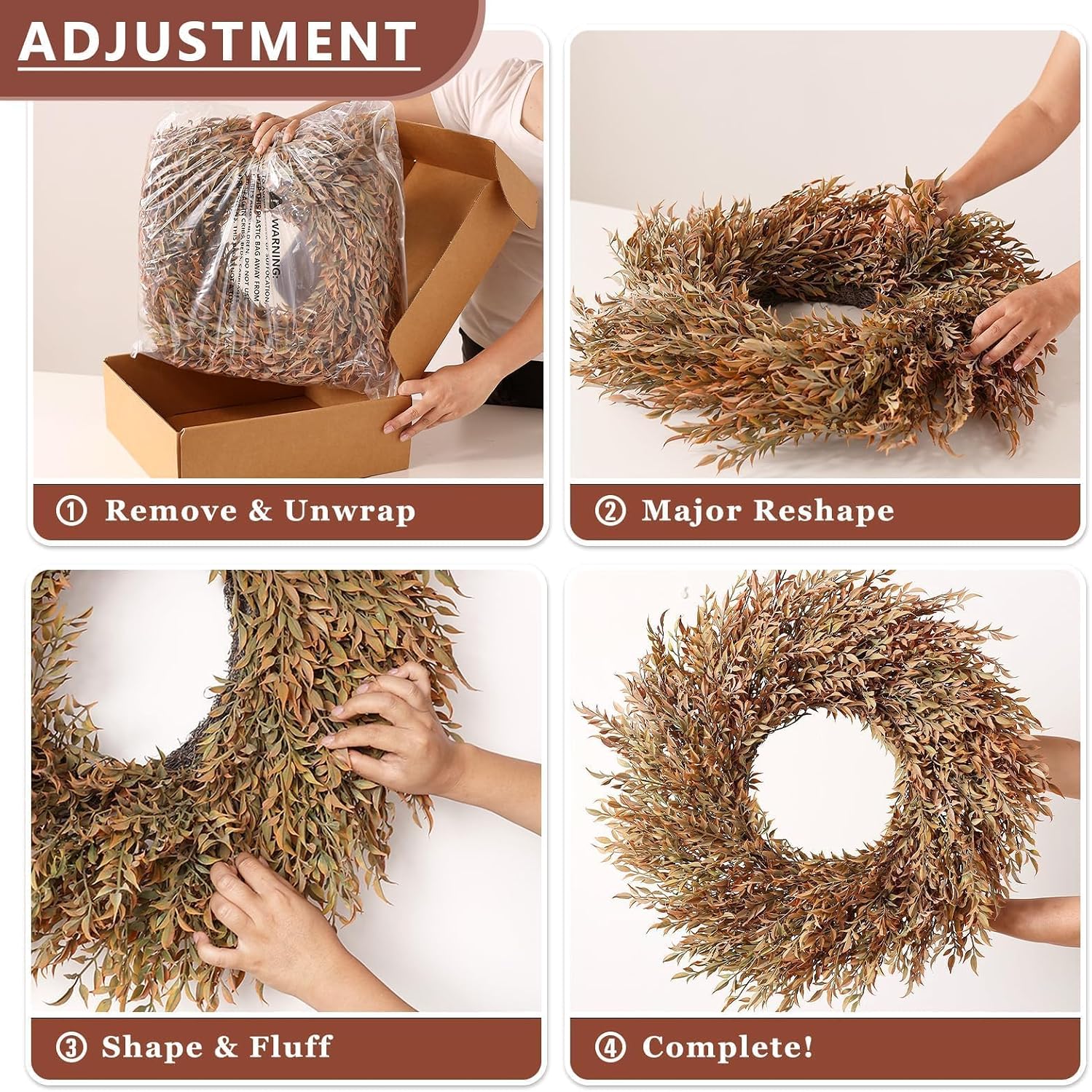 26" Artificial Fall Nandina Wreath for Front Door Decoration (Orange-Green) | Faux Large Autumn Wreath Fake Boxwood Wreath,for Window Front Porch Fireplace