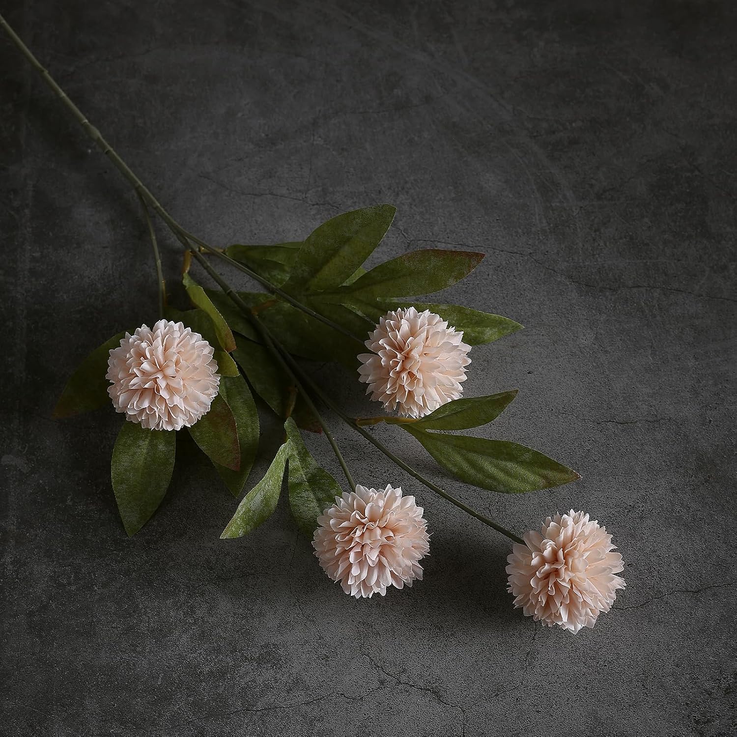 6 Pcs 27" Artificial Pompon Mum Silk Flower Stems for Vase (Cream) | Bulk Fake Chrysanth Branches Faux Silk Flowers