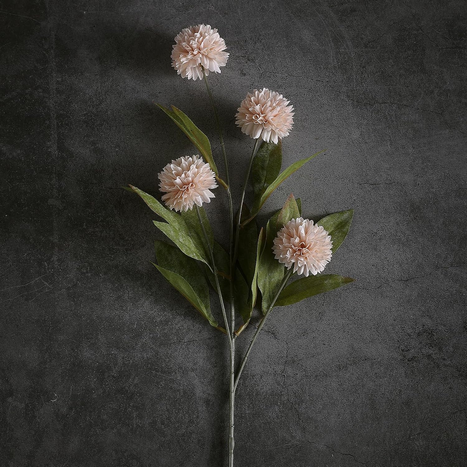 6 Pcs 27" Artificial Pompon Mum Silk Flower Stems for Vase (Cream) | Bulk Fake Chrysanth Branches Faux Silk Flowers