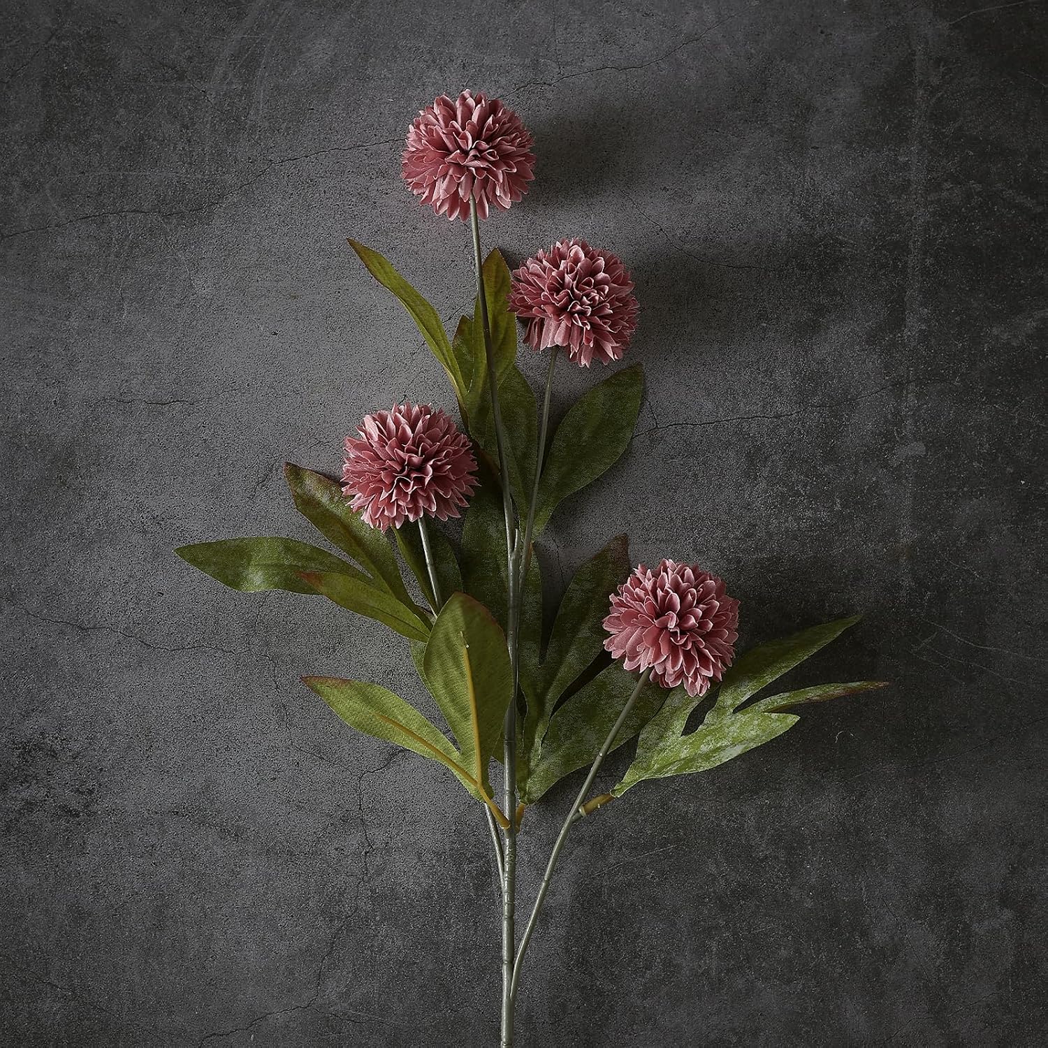 6 Pcs 27"Artificial Pompon Mum Silk Flower Stems for Vase (Warm Pink) | Bulk Fake Chrysanth Branches Faux Silk Flowers, for DIY Bouquet Centerpieces Wedding Filler Arrangements
