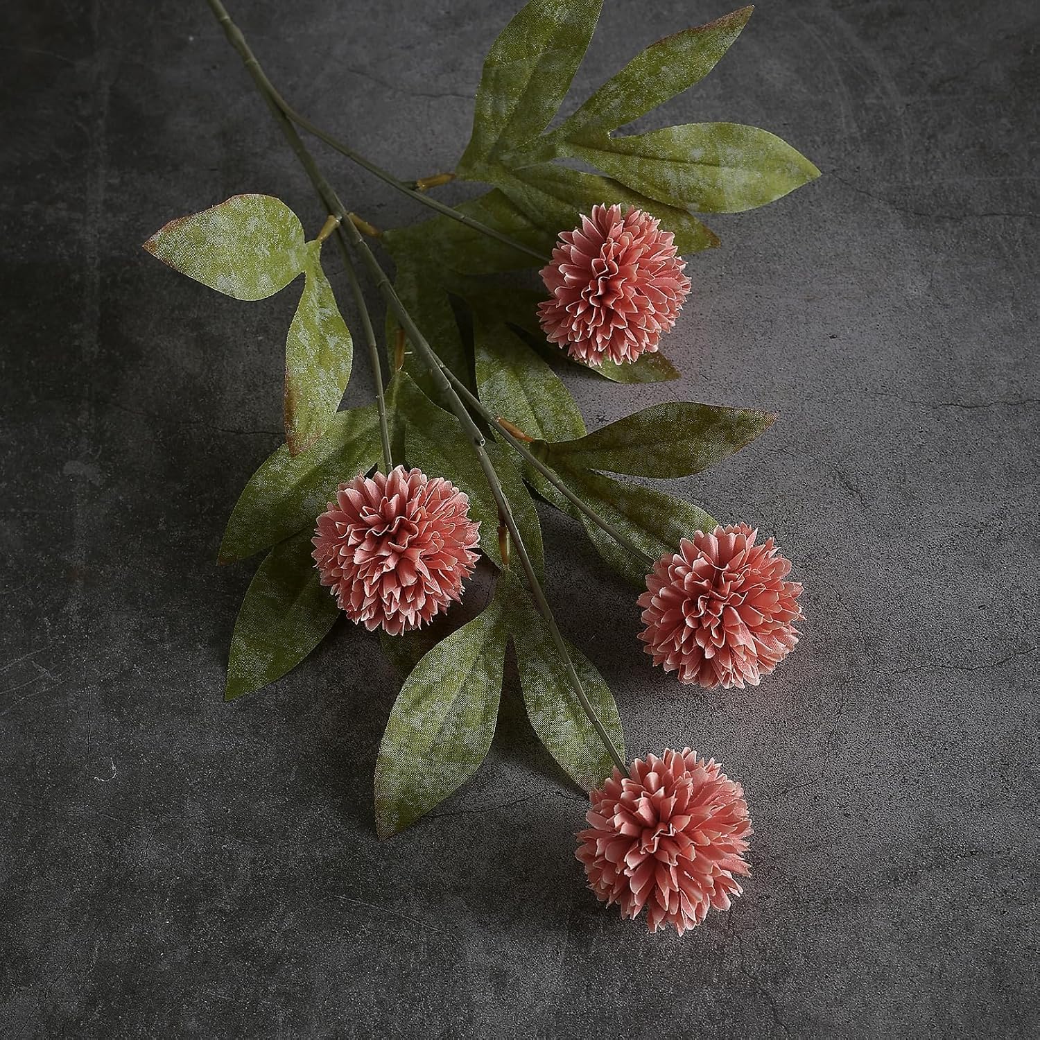 6 Pcs 27"Artificial Pompon Mum Silk Flower Stems for Vase (Dusty Pink) | Bulk Fake Chrysanth Branches Faux Silk Flowers, for DIY Bouquet Centerpieces