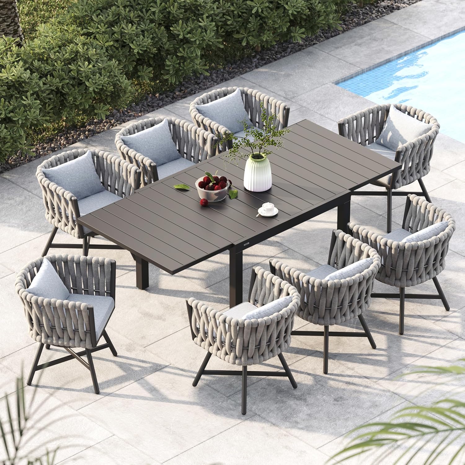 9-Piece Outdoor Dining Set for 8, Patio Dining Furniture Set for 8