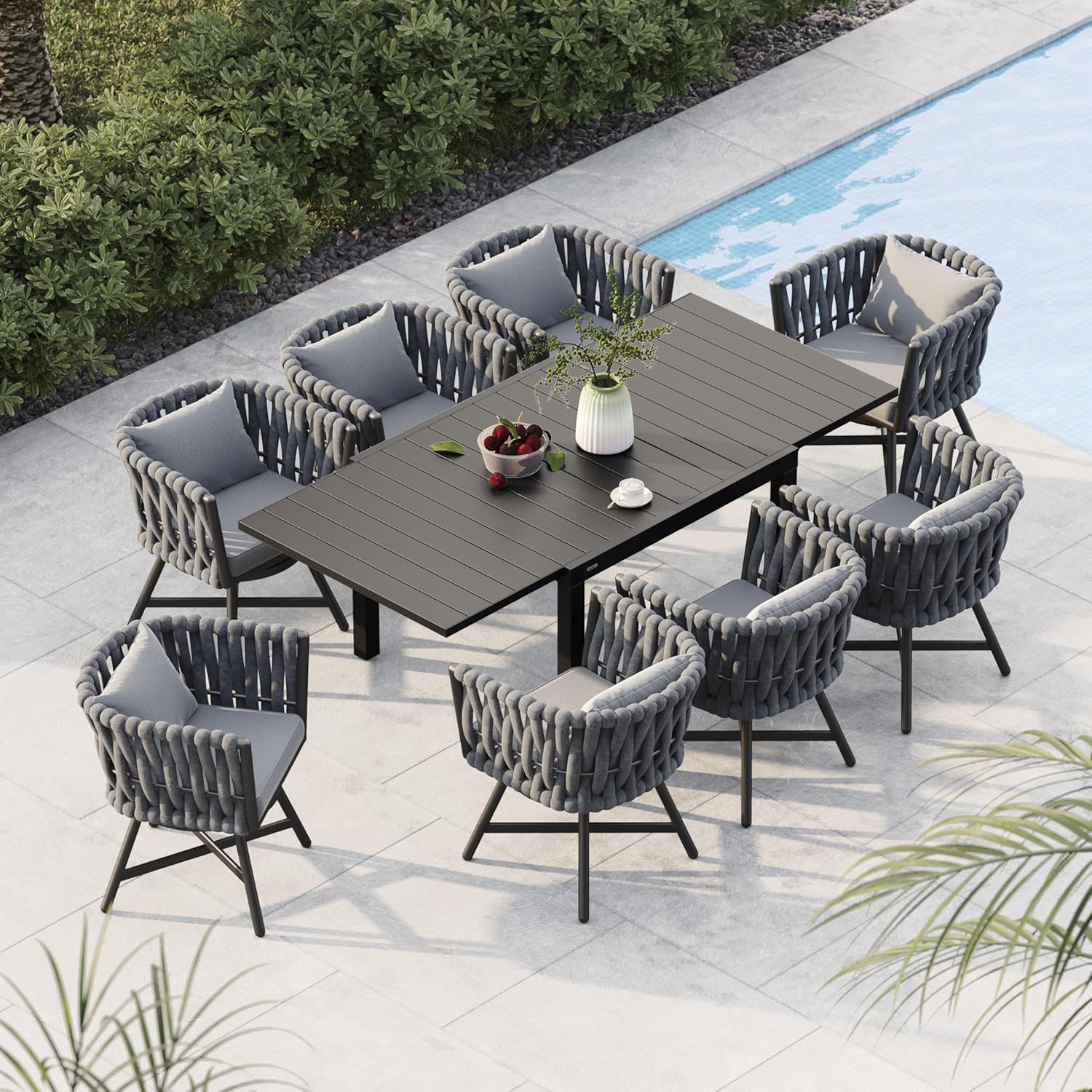 9-Piece Outdoor Dining Set for 8, Patio Dining Furniture Set for 8