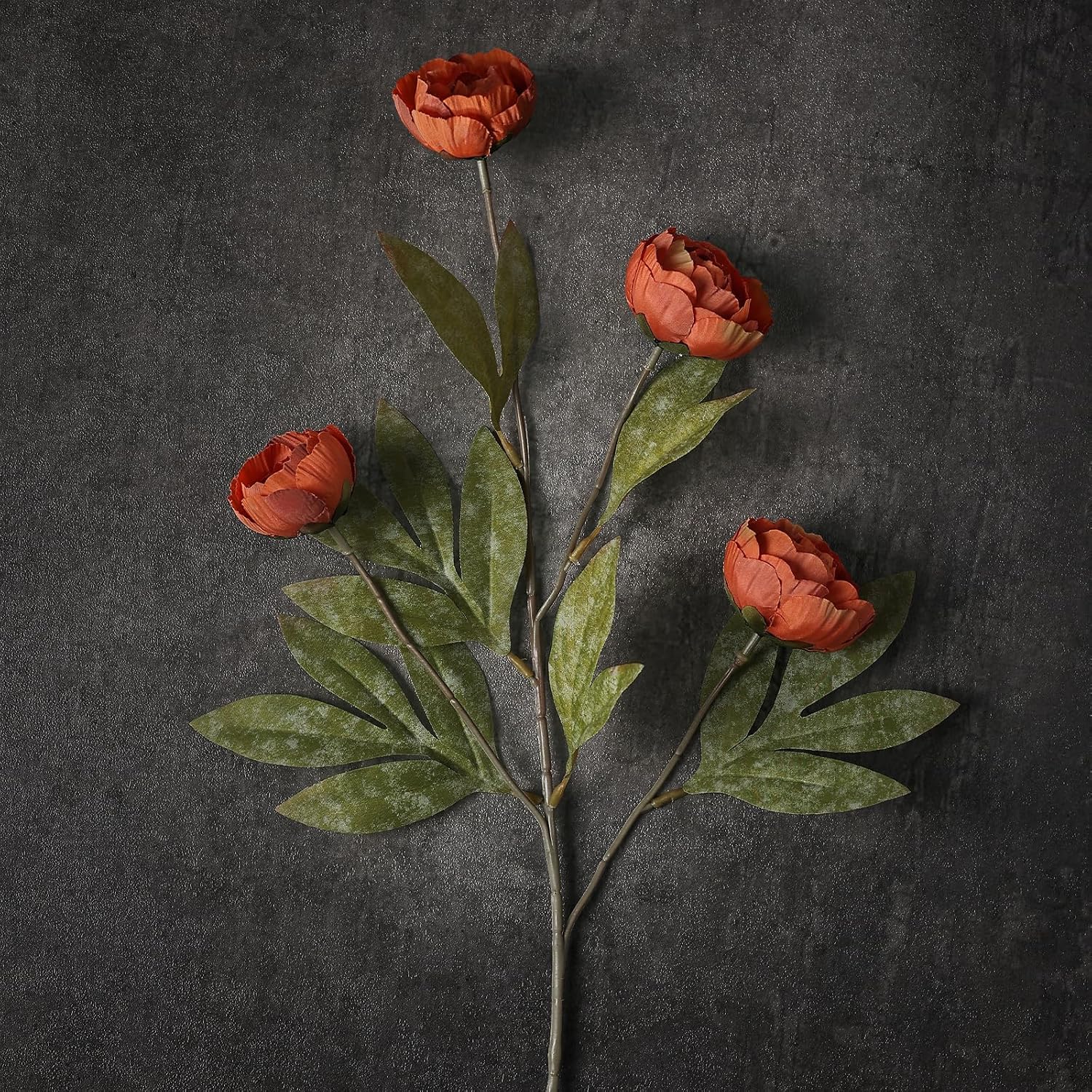 6 Pcs 27" Faux Silk Peony Artificial Fall Flowers Stems for Vase (Orange) | Bulk Fake Peonies Branches with Stems, for DIY Bouquet Centerpieces Wedding Fillers Arrangements Shower Autumn Home Decor