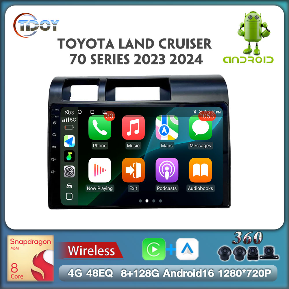 Carplay Android Auto Wireless For Toyota Land Cruiser70 Series 2023 2024 Android 16 Autoradio 8Core 6+128G AHD DVR