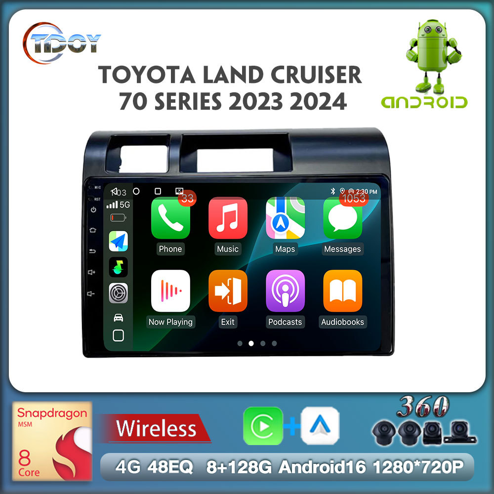 Carplay Android Auto Wireless For Toyota Land Cruiser70 Series 2023 2024 Android 16 Autoradio 8Core 6+128G AHD DVR