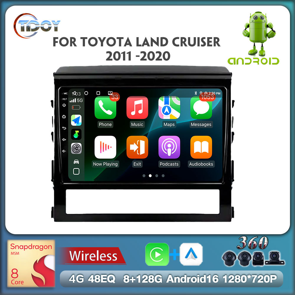 Car Radio Android 16 Player For Toyota Land Cruiser2011 2015-2020 Carplay Android Auto Wireless 8Core 4G WIFI