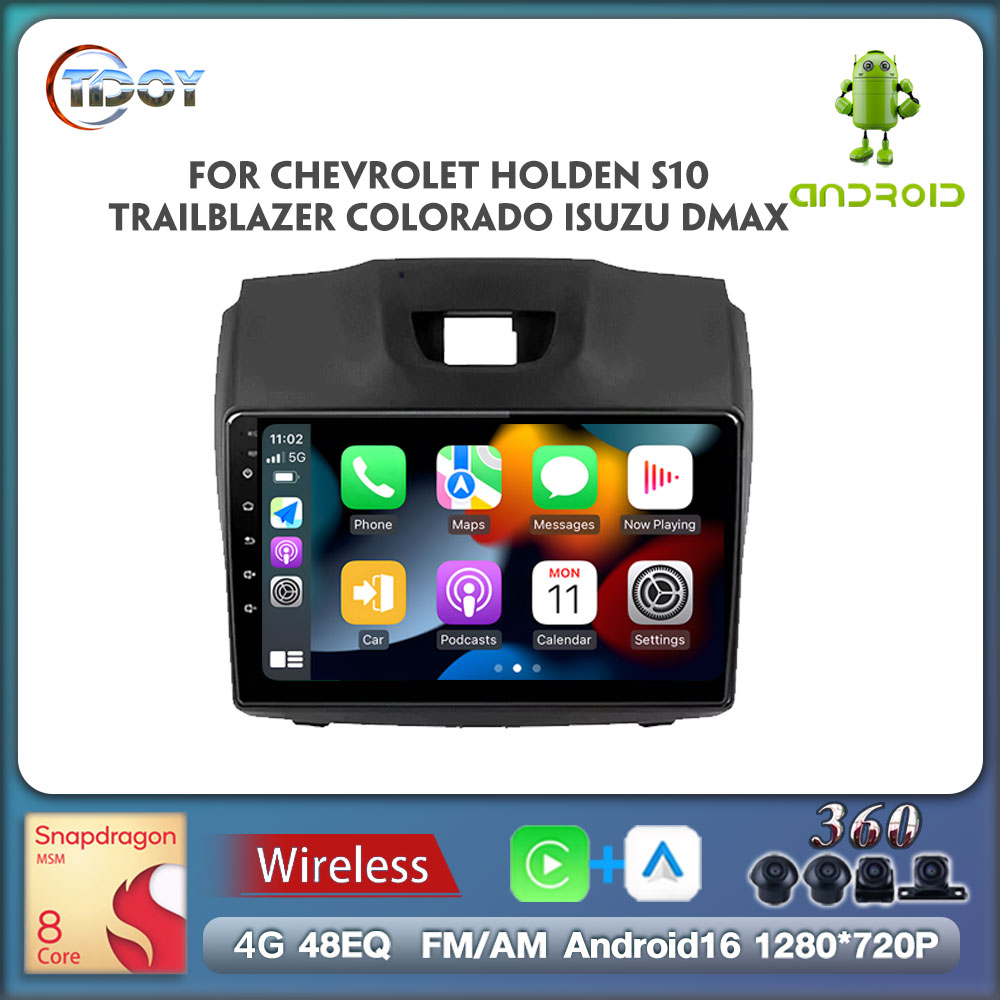 2Din Android Carplay Android Auto Wireless For Chevrolet Holden S10 TRAILBLAZER COLORADO ISUZU DMAX Android 16 