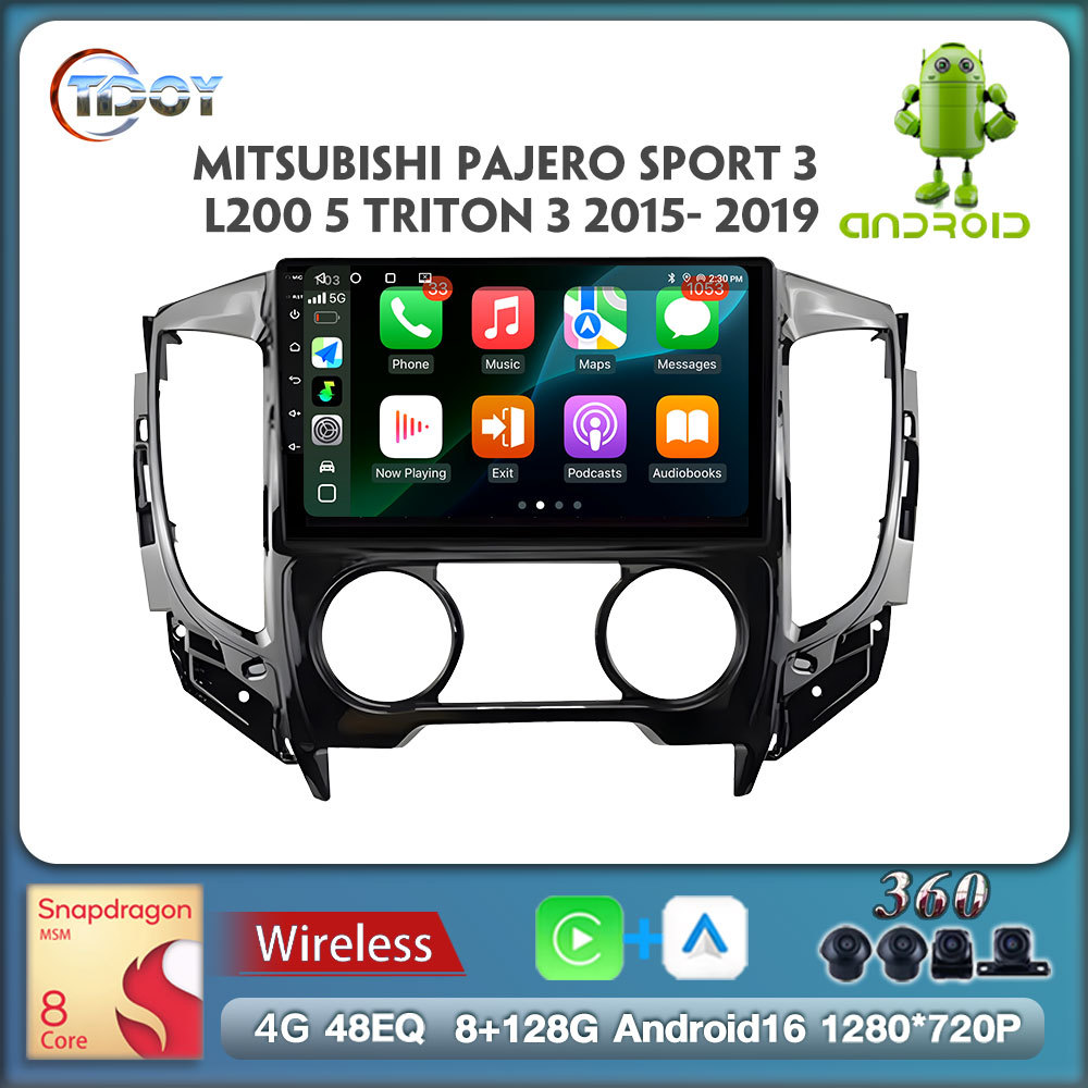 Android 16 Player For Mitsubishi Pajero Sport 3 L200 5 Triton 3 2015 2016 2017 2018 2019 Carplay Android Auto Wireless 8Core 4G Wifi