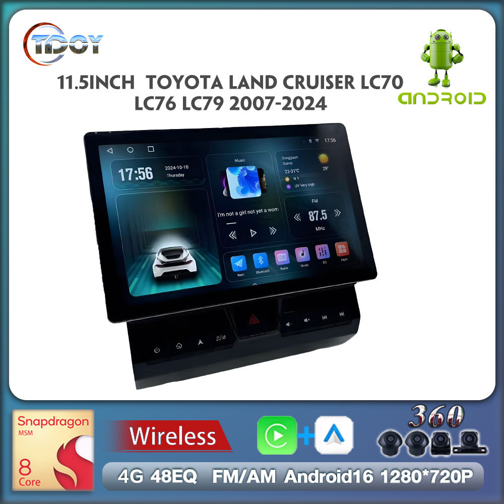 Carplay Android Auto Wireless 11.5" For Toyota Land Cruiser LC70 LC76 LC79 2007-2024 8Core 2K Screen Car Radio Autoradio