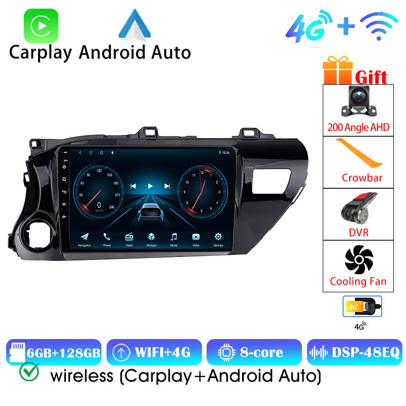 6+128G 48EQ DSP Car Radio For Toyota Hilux 2016 - 2020 Autoradio