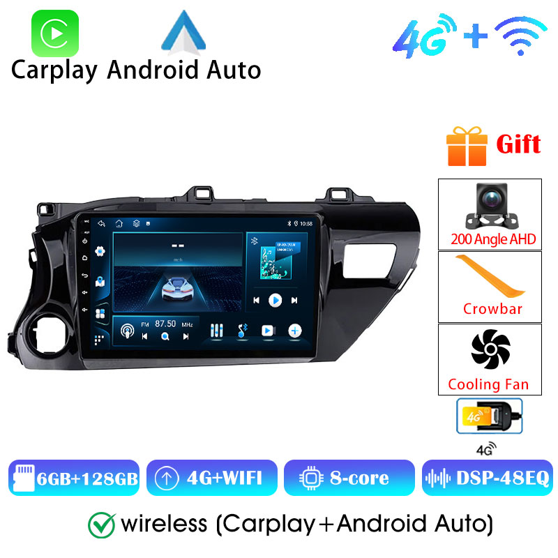 6+128G 48EQ DSP Car Radio For Toyota Hilux 2016 - 2020 Autoradio