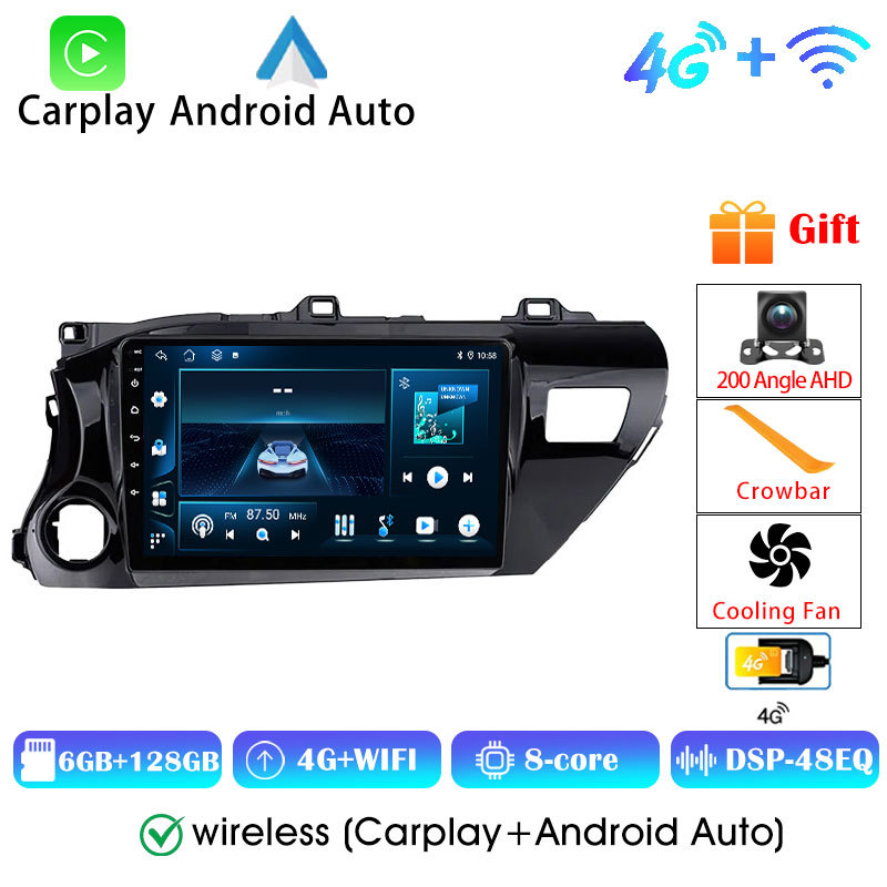 6+128G 48EQ DSP Car Radio For Toyota Hilux 2016 - 2020 Autoradio