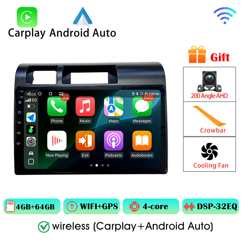 Carplay Android Auto Wireless For Toyota Land Cruiser70 Series 2023 2024 Android 16 Autoradio 8Core 6+128G AHD DVR