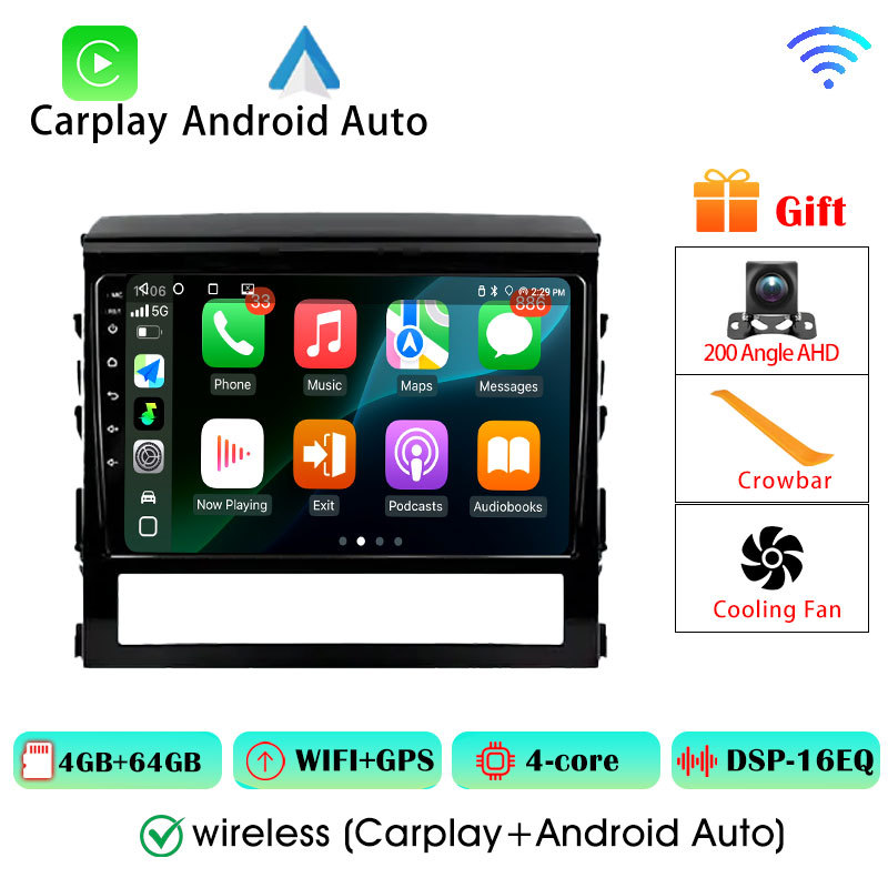 Car Radio Android 16 Player For Toyota Land Cruiser2011 2015-2020 Carplay Android Auto Wireless 8Core 4G WIFI