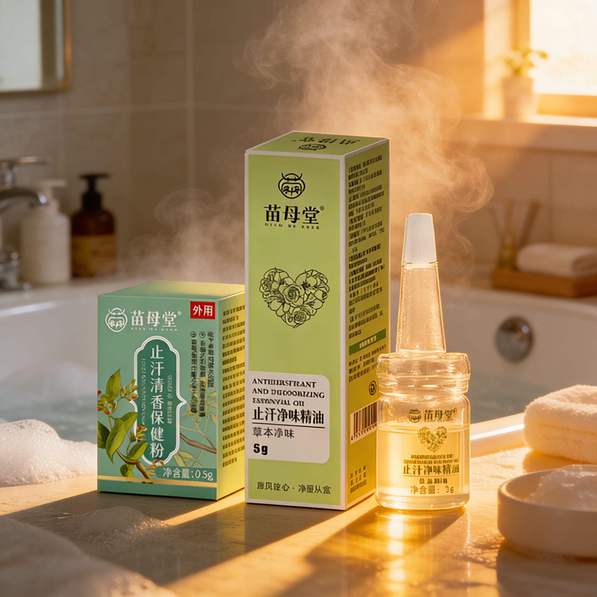 ミャオ・ムー・タン 天然草本制汗消臭セット 腋臭・わきがケア 長時間サラサラ & 汗腺修復