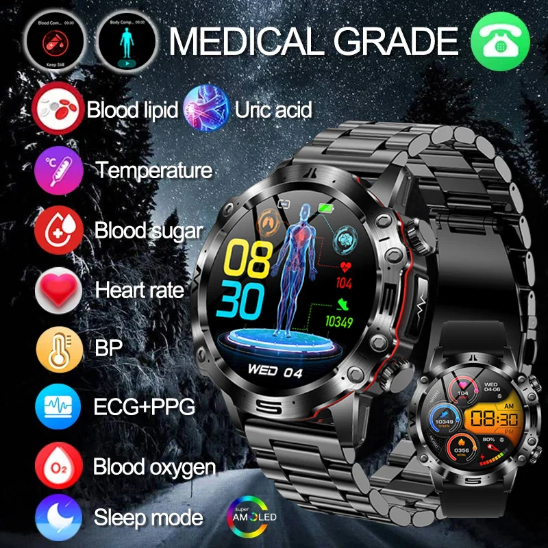 SMART WATCHES WITH AI MEDICAL DIAGNOSTICS - 2025 NEW WATCHES WITH BLOOD LIPID, URIC ACID, BLOOD GLUCOSE MEASUREMENT - EKG+PPG, FITNESS TRACKER